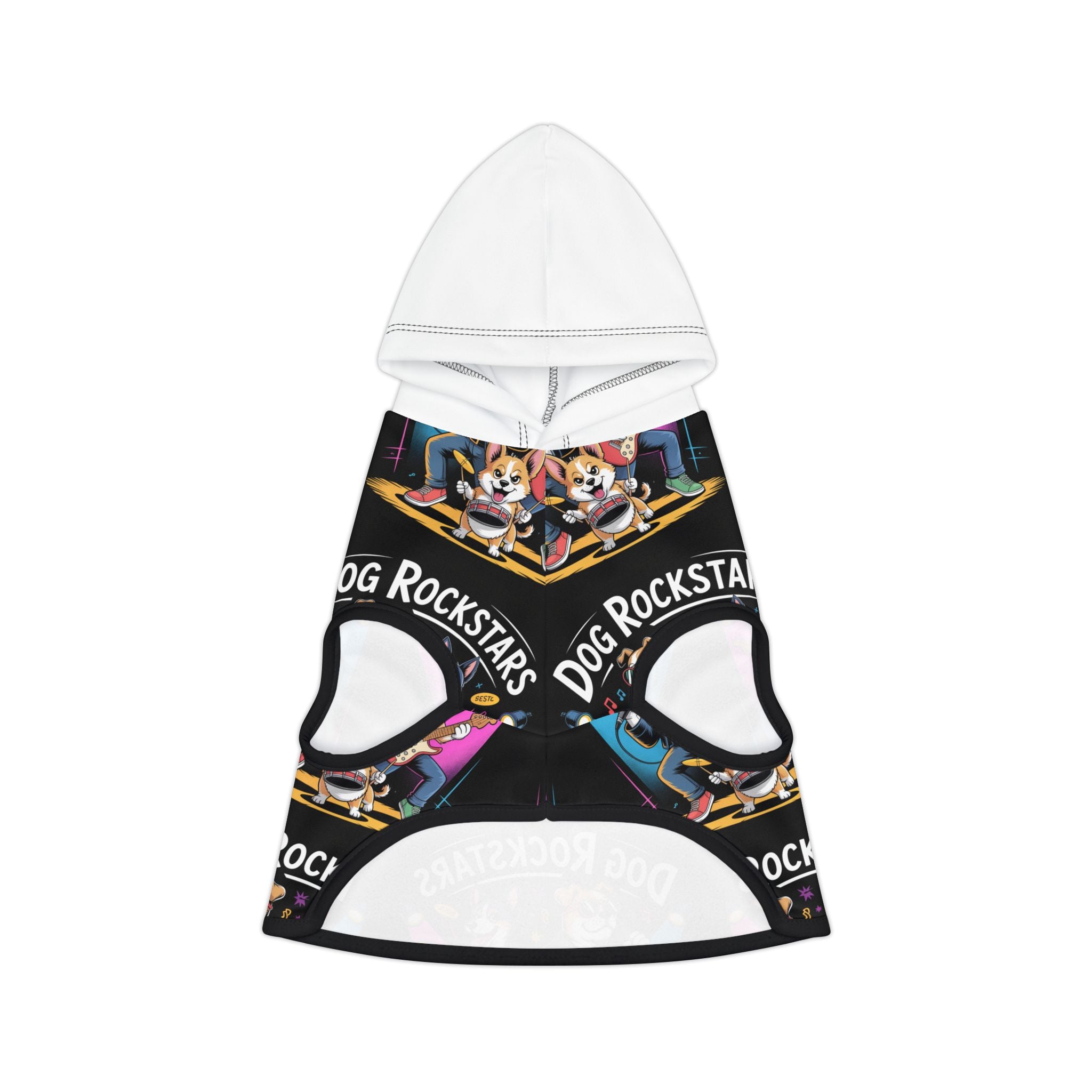 Black and white Dog Rockstars Pattern Pet Hoodie