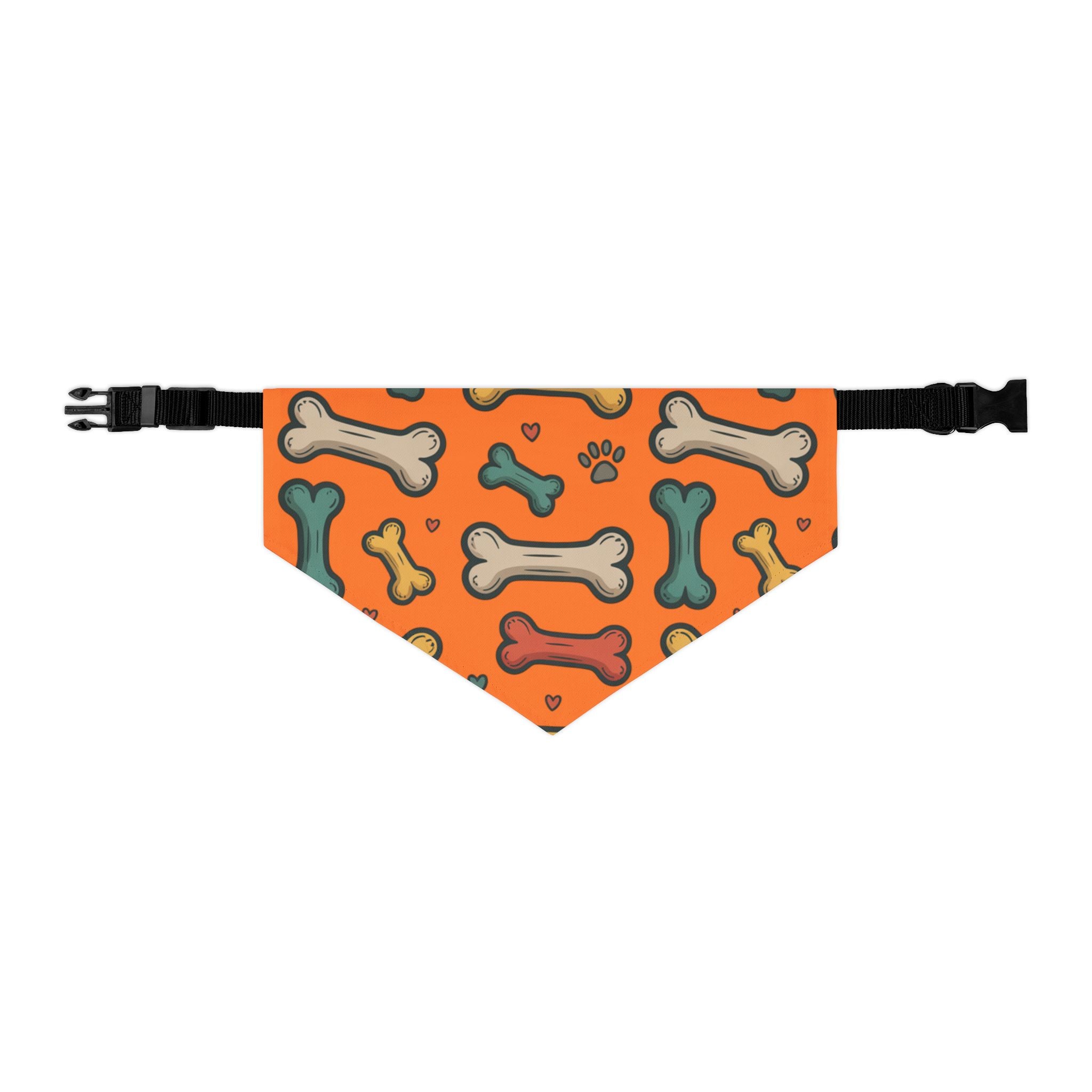 Orange Dog Bone Pattern Bandana Collar