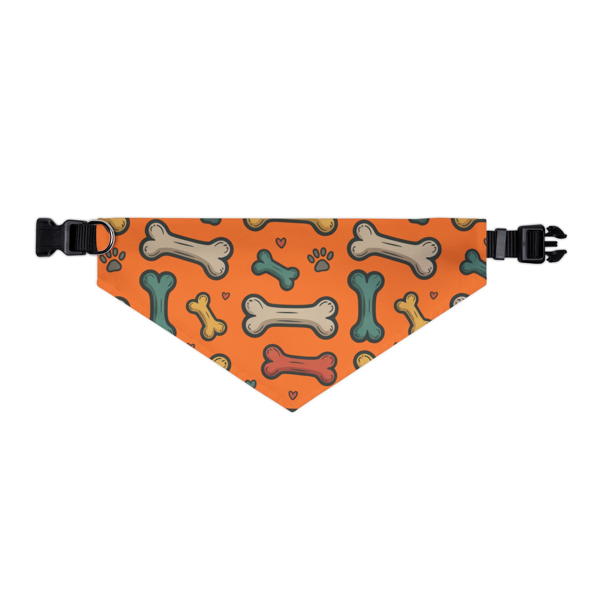 Orange Dog Bone Pattern Bandana Collar