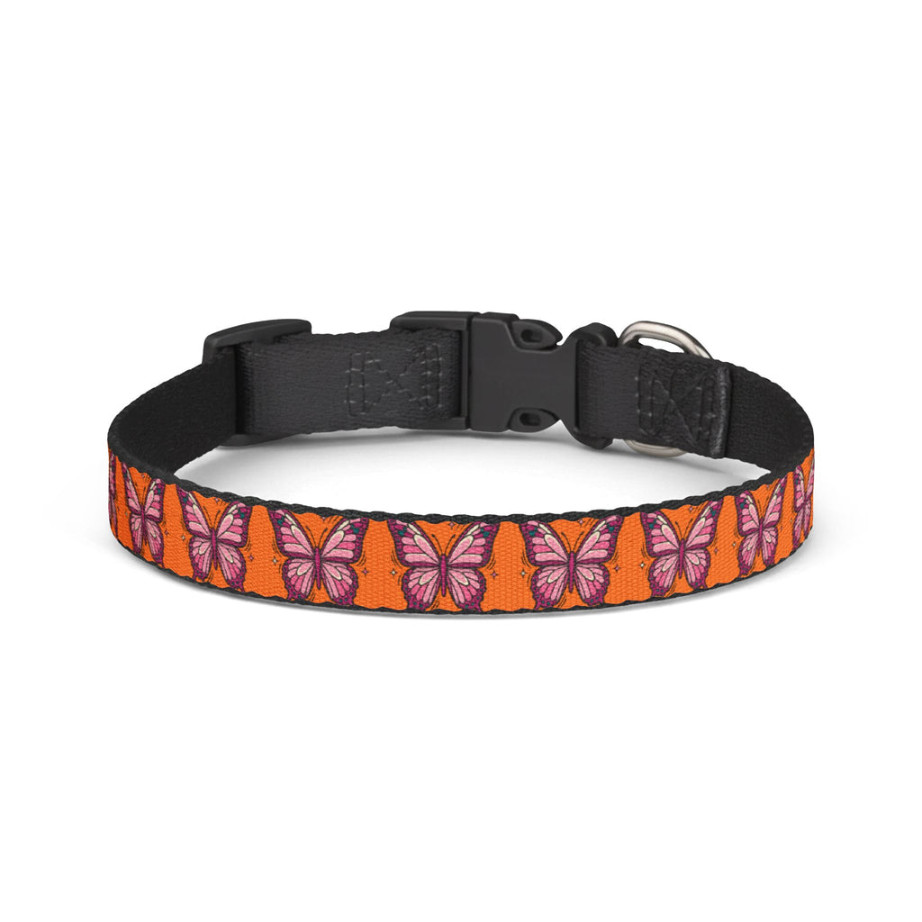 Orange Butterfly Pattern Pet Collar