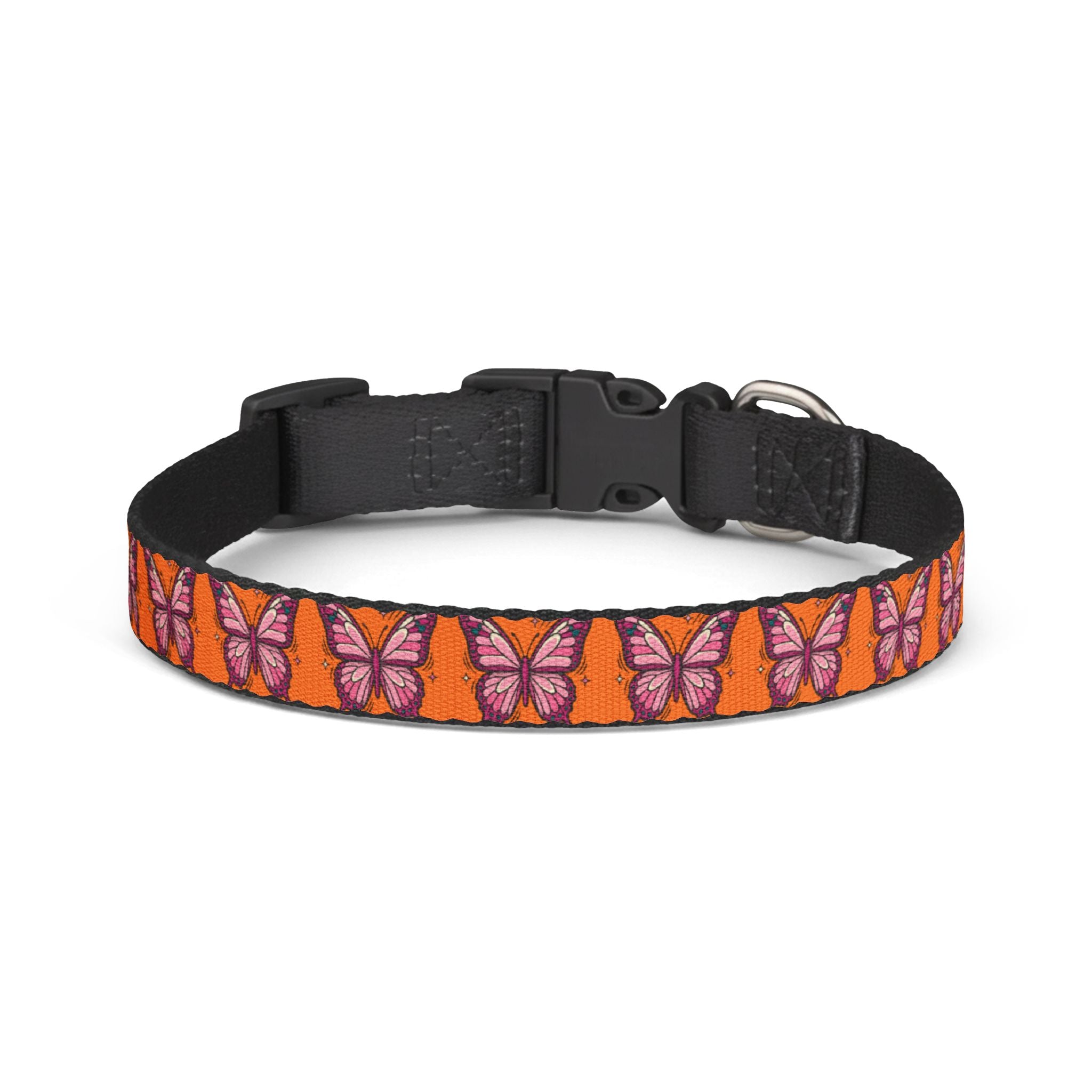 Orange Butterfly Pattern Pet Collar
