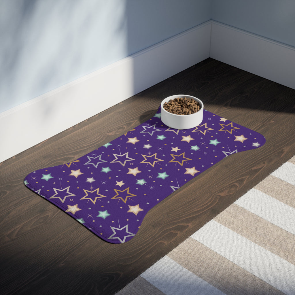Purple Star Pattern Pet Feeding Mat