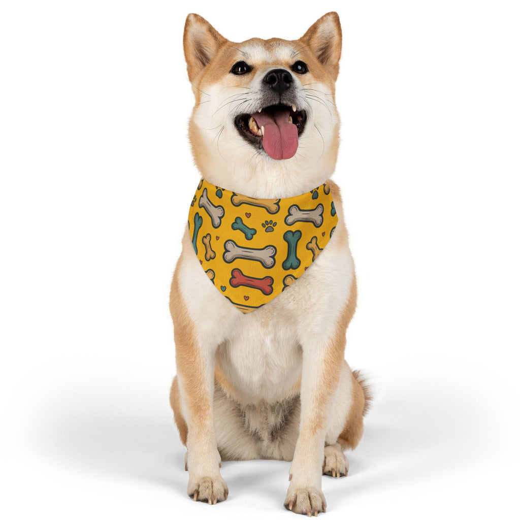 Yellow Dog Bone Pattern Bandana Collar