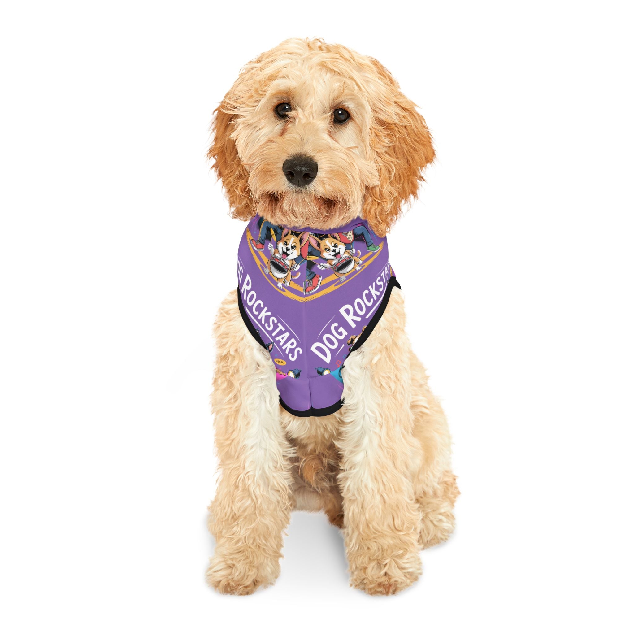 Purple Dog Rockstar Pattern Hoodie