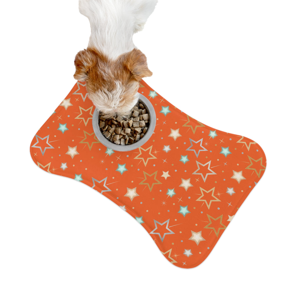 Orange Stat Pattern Pet Feeding Mat