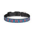 Blue Pet Collar with Pink Butterfly Pattern