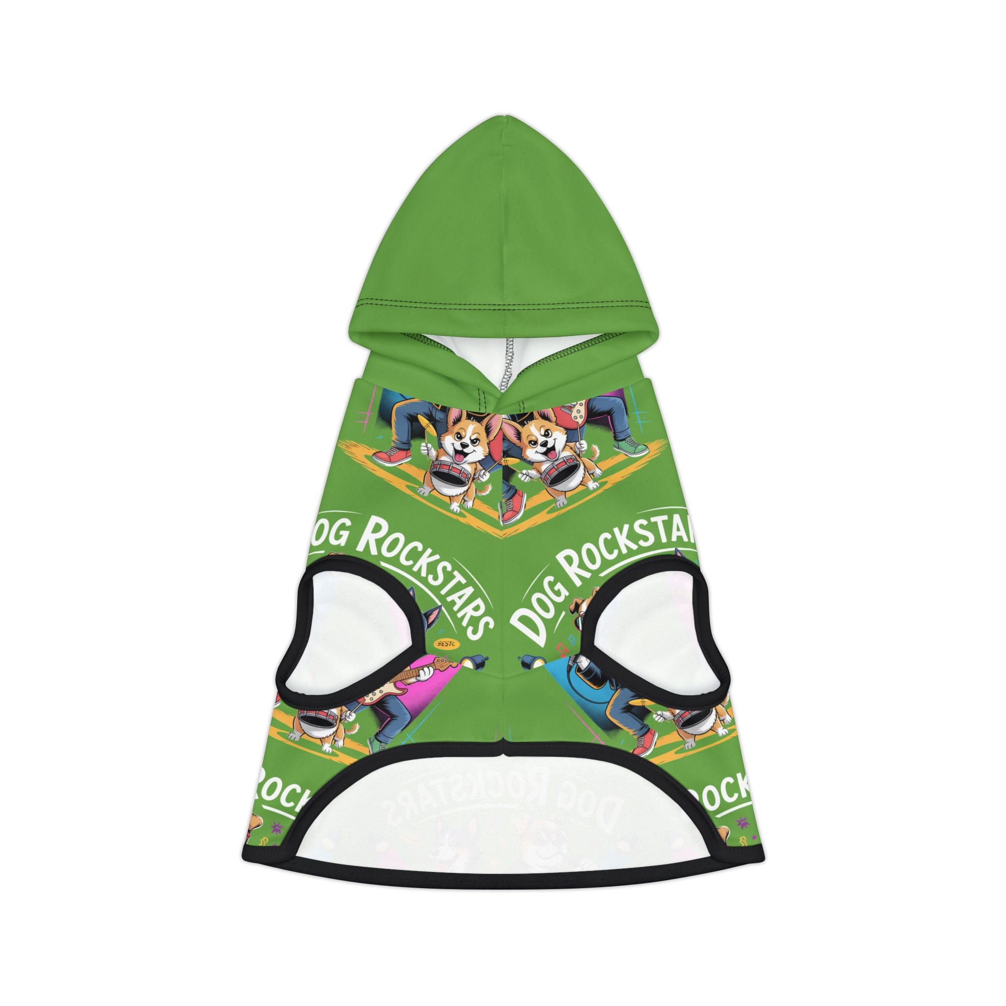 Lime Green Dog Rockstar Pattern Hoodie