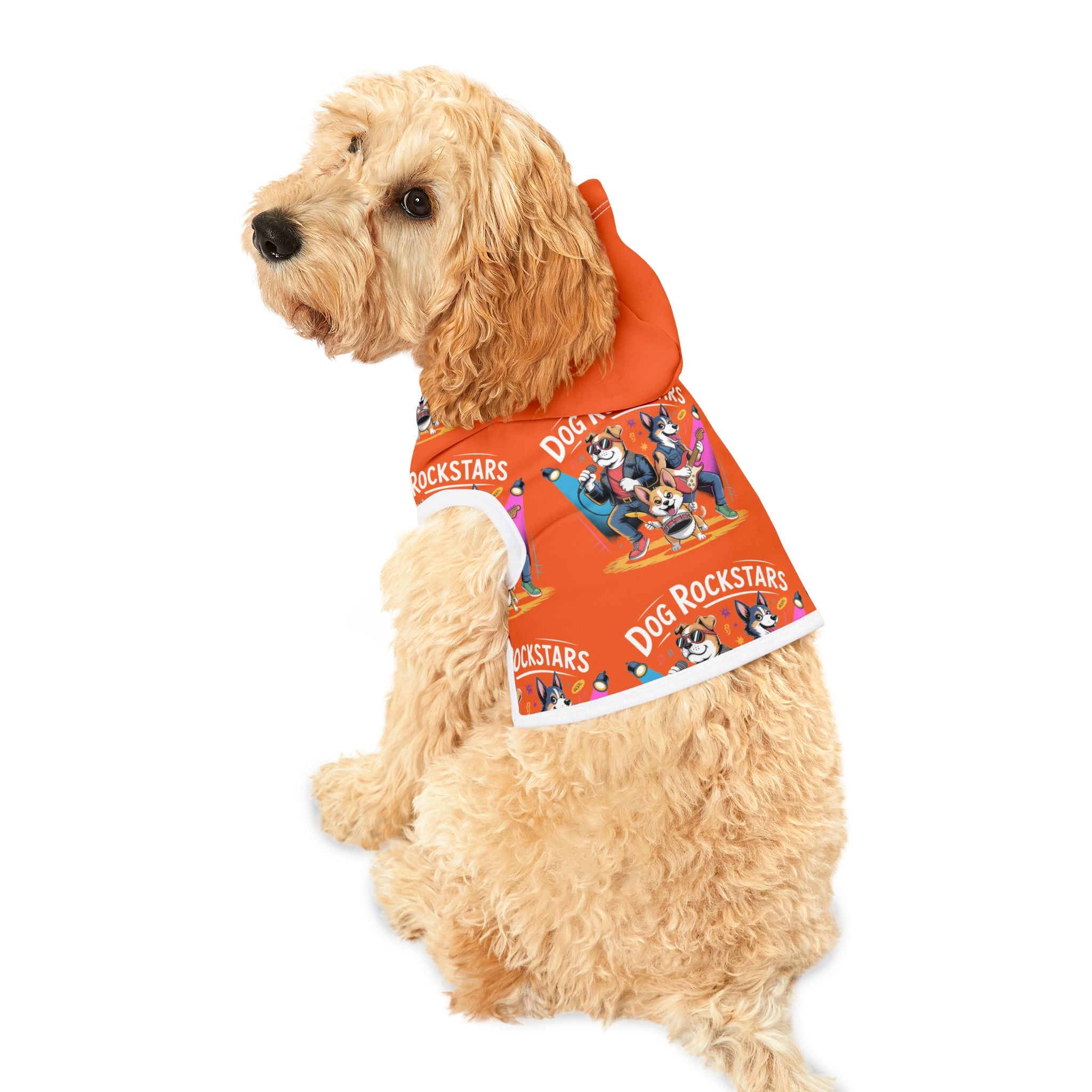Orange Dog Rockstar Pattern Hoodie