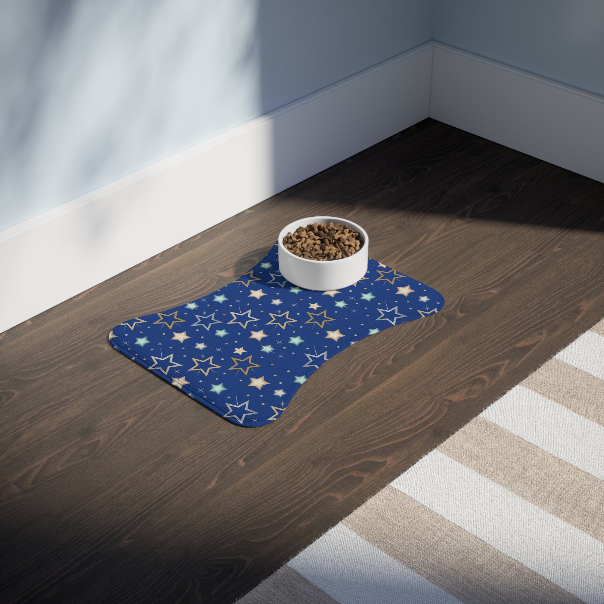 Blue Star Pattern Pet Feeding Mat
