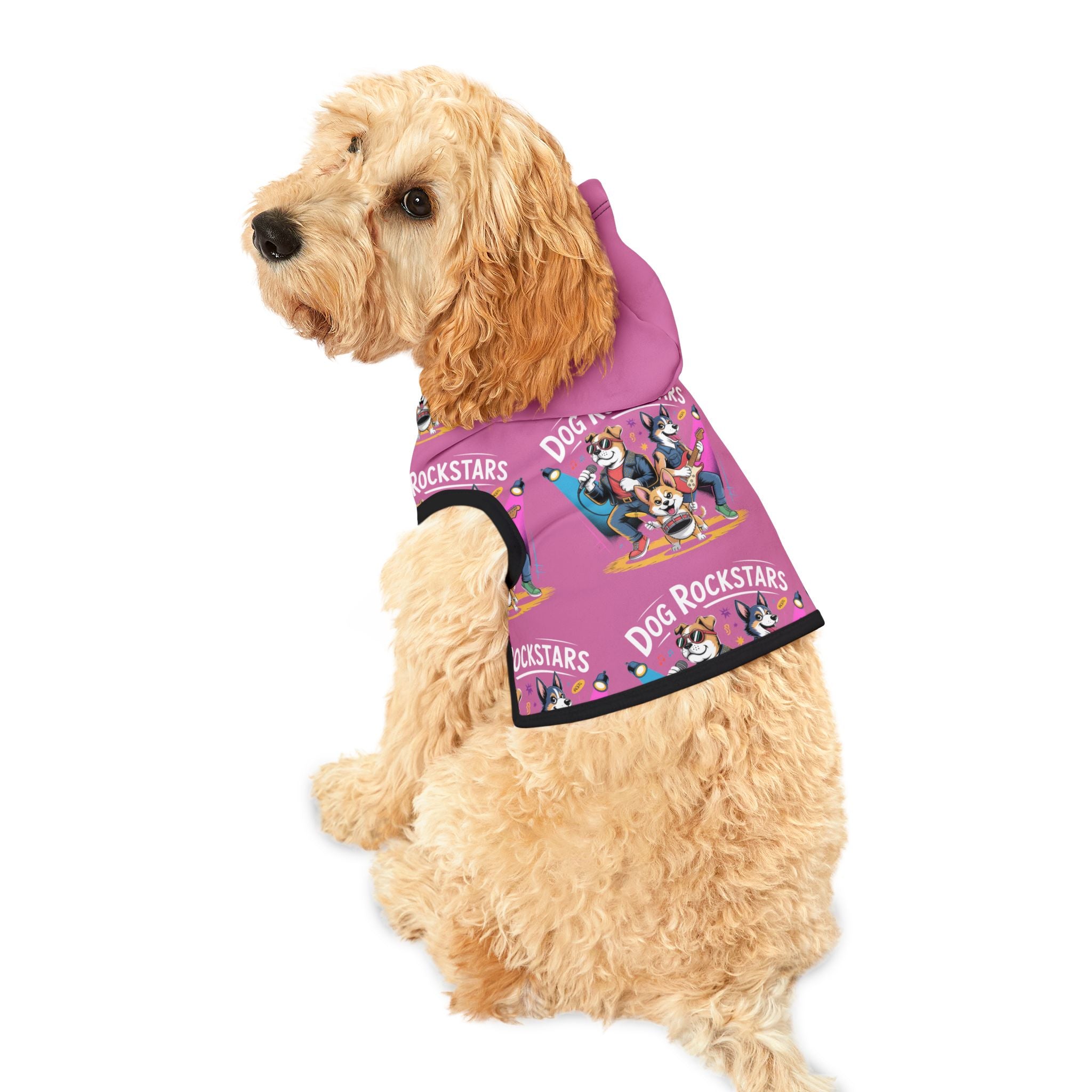 Pink Dog Rockstar Pattern Hoodie