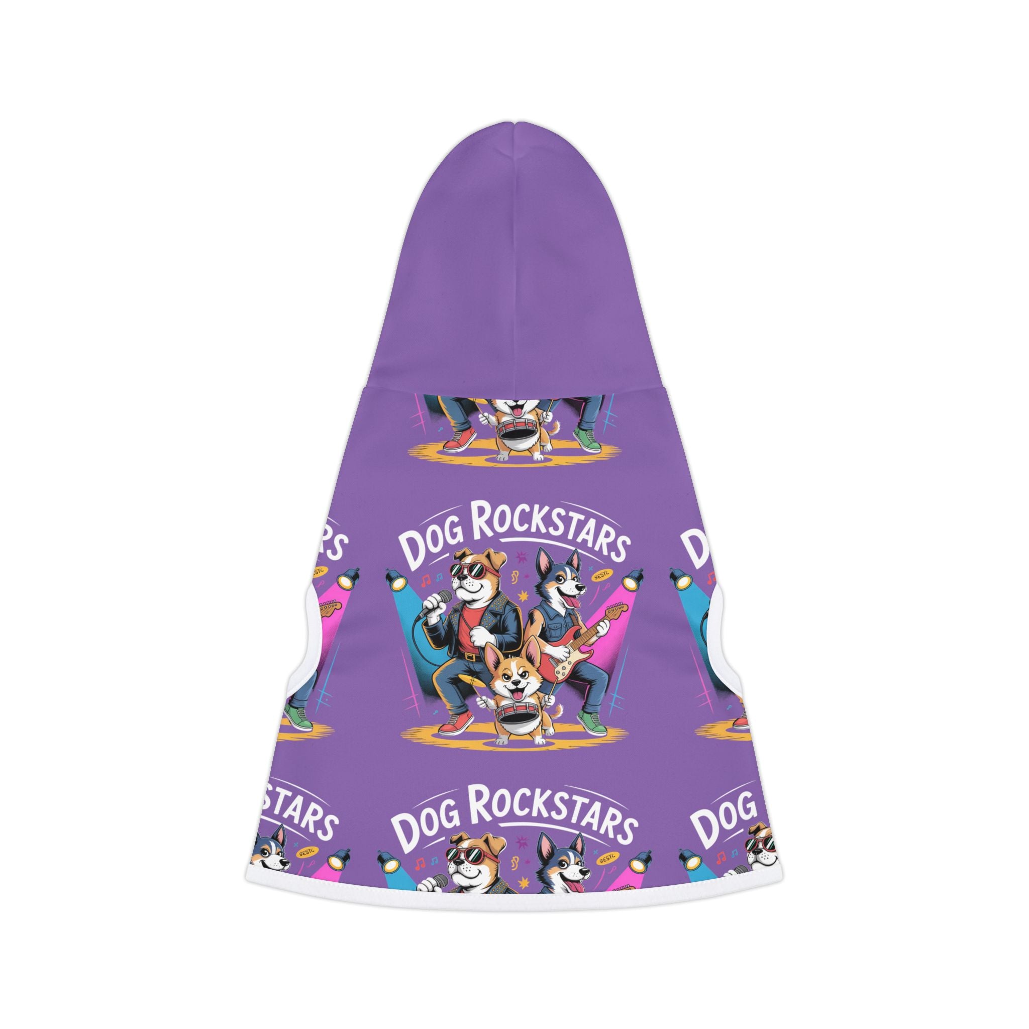 Purple Dog Rockstar Pattern Hoodie