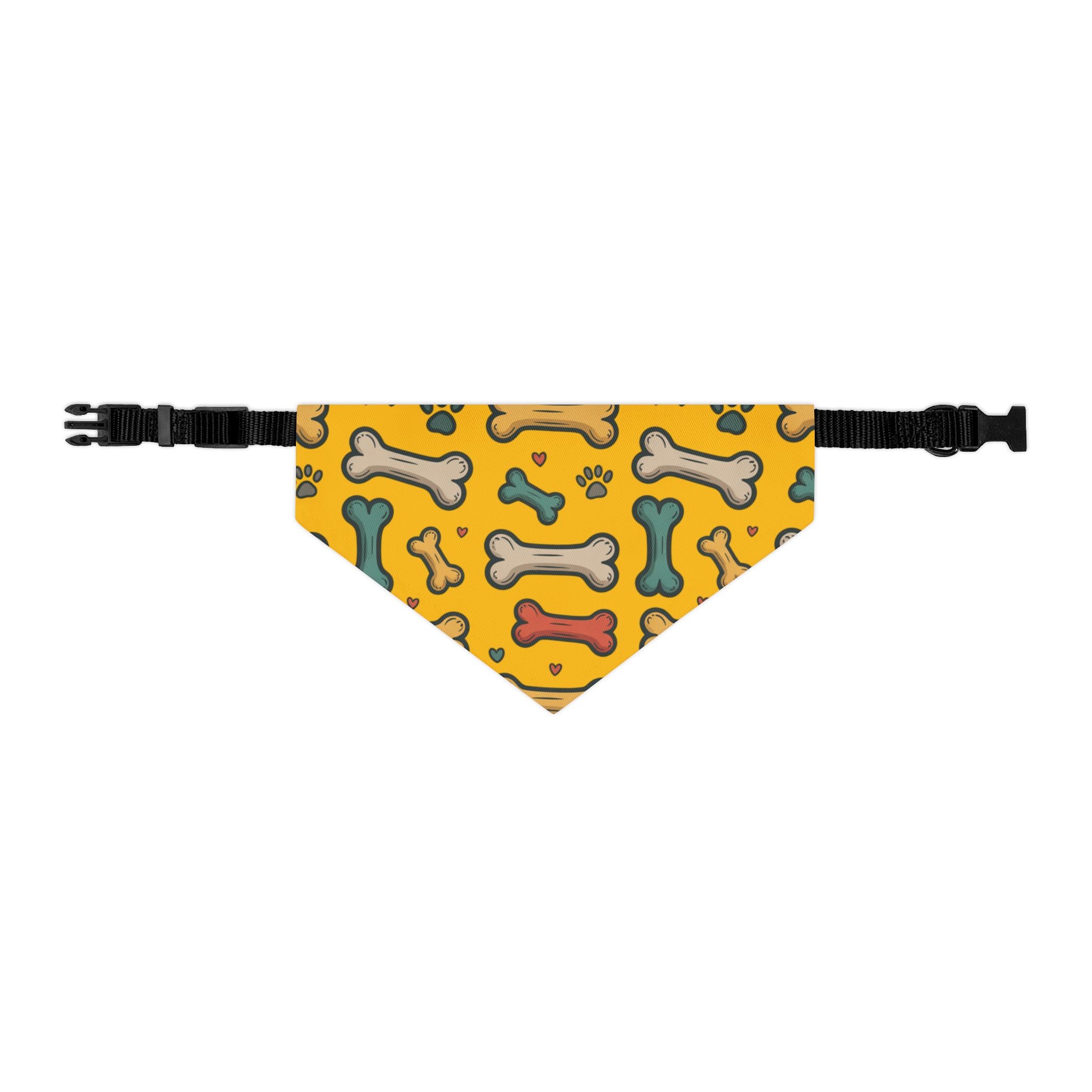 Yellow Dog Bone Pattern Bandana Collar