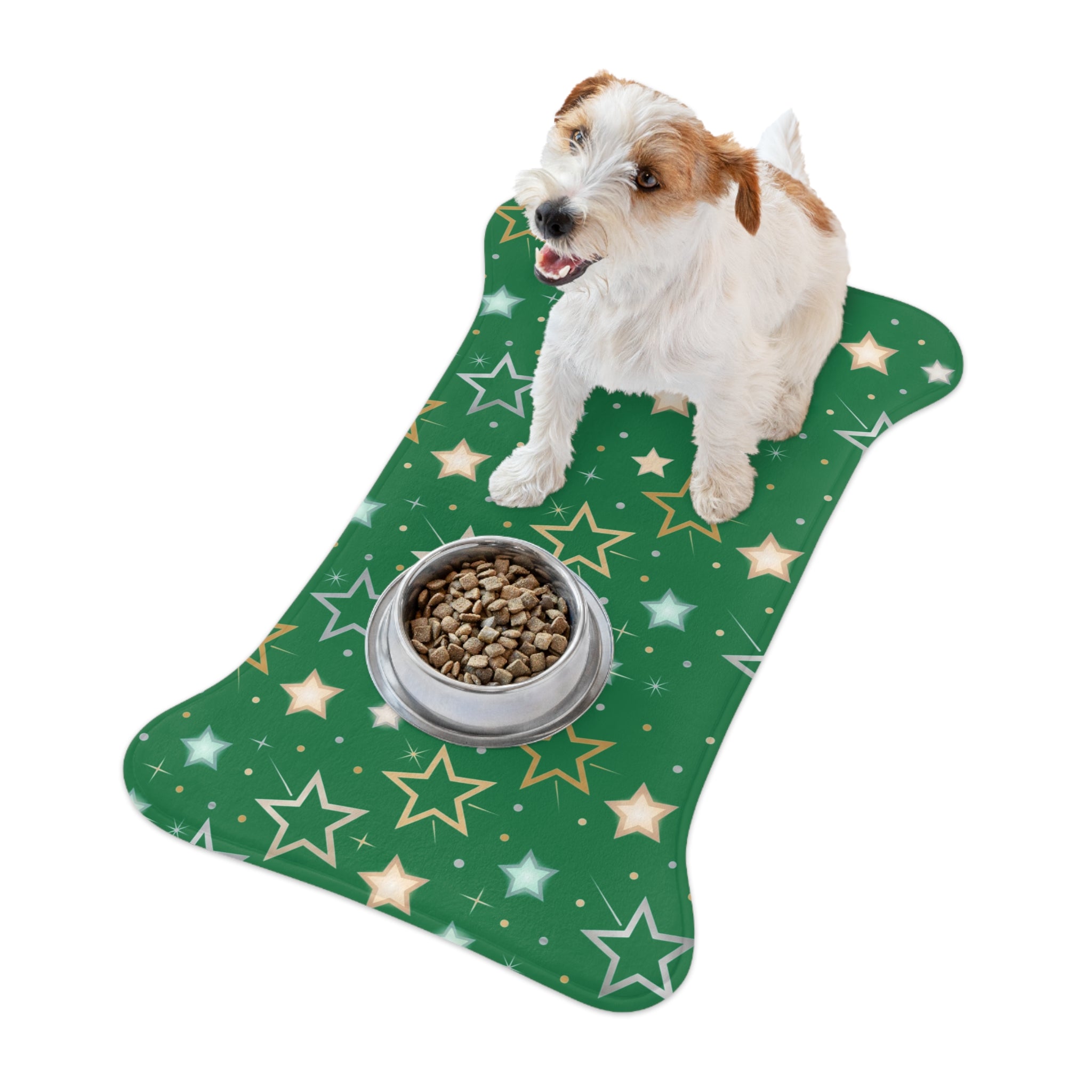 Green Star Pattern Pet Feeding Mat