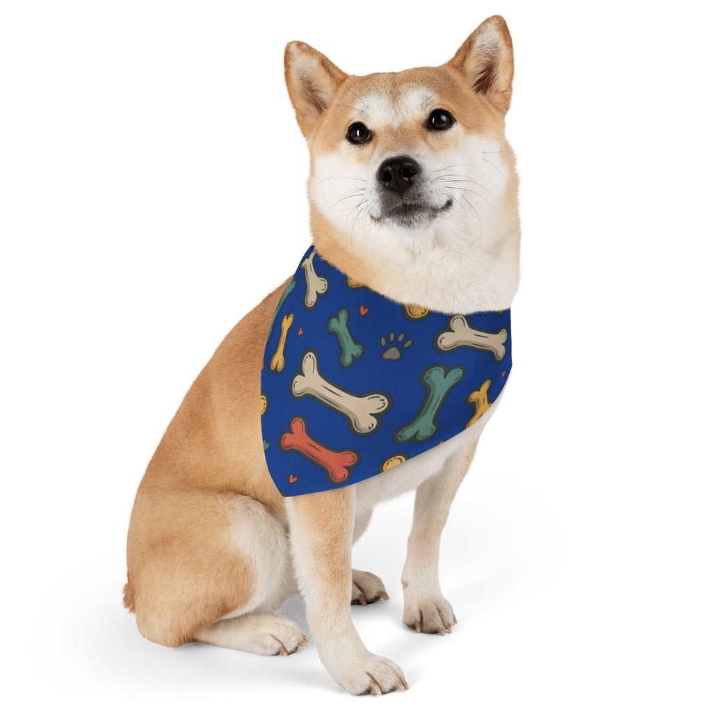 Blue Dog Bone Pattern Bandana Collar