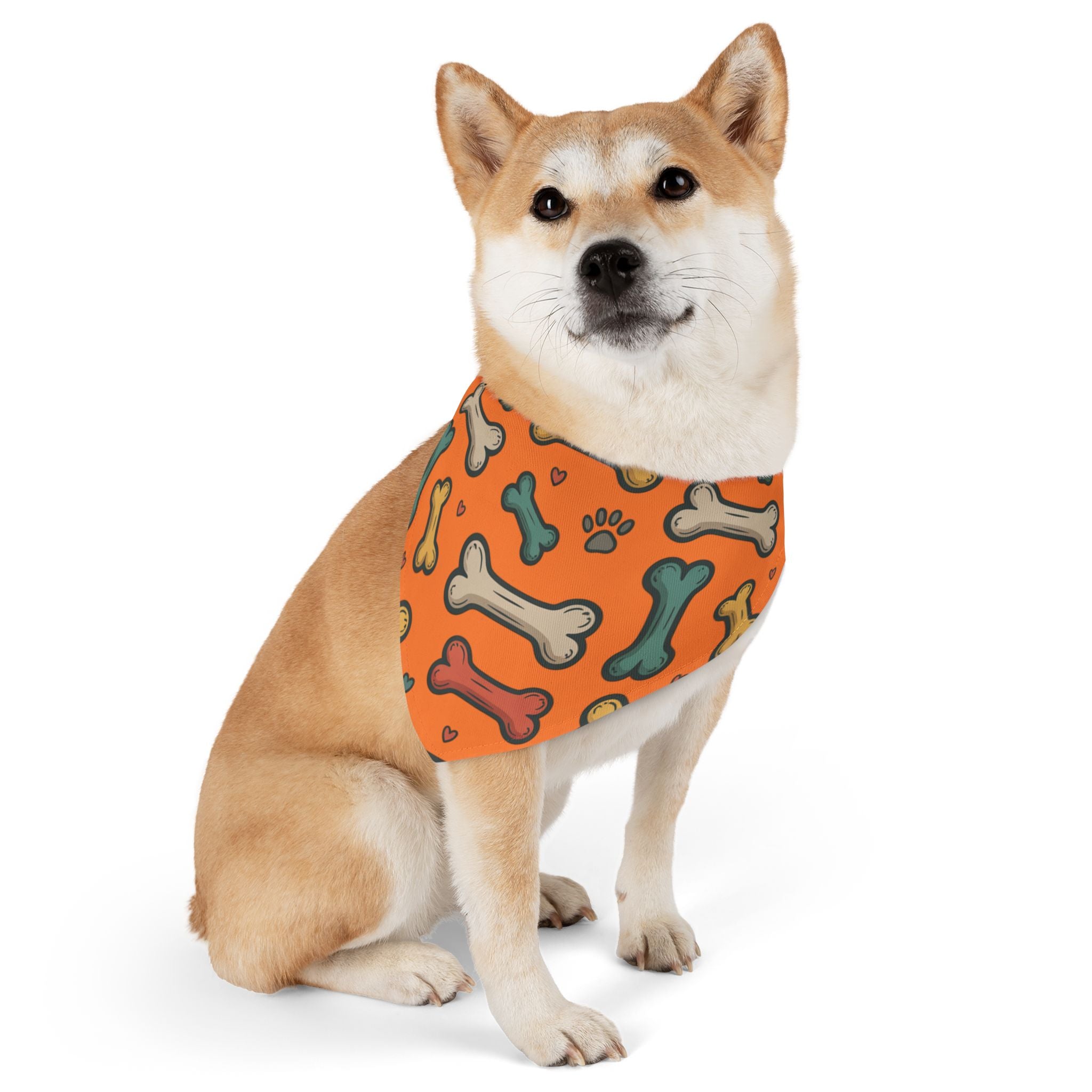 Orange Dog Bone Pattern Bandana Collar
