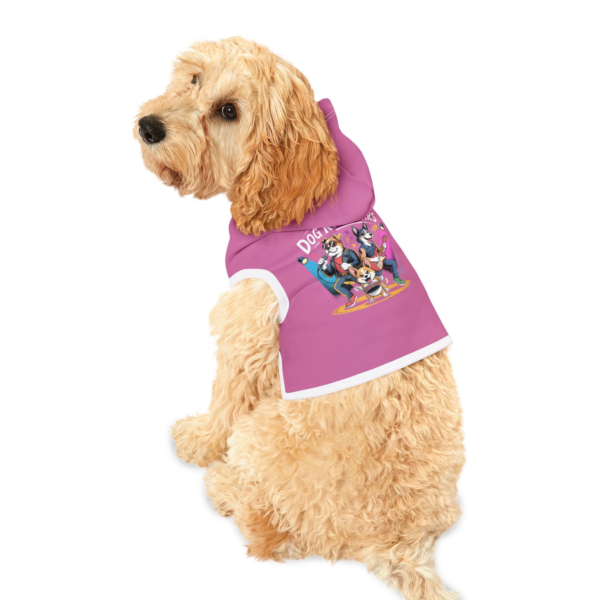 Pink Rockstar Pet Hoodie — "Rockstar" Graphic Dog Sweatshirt