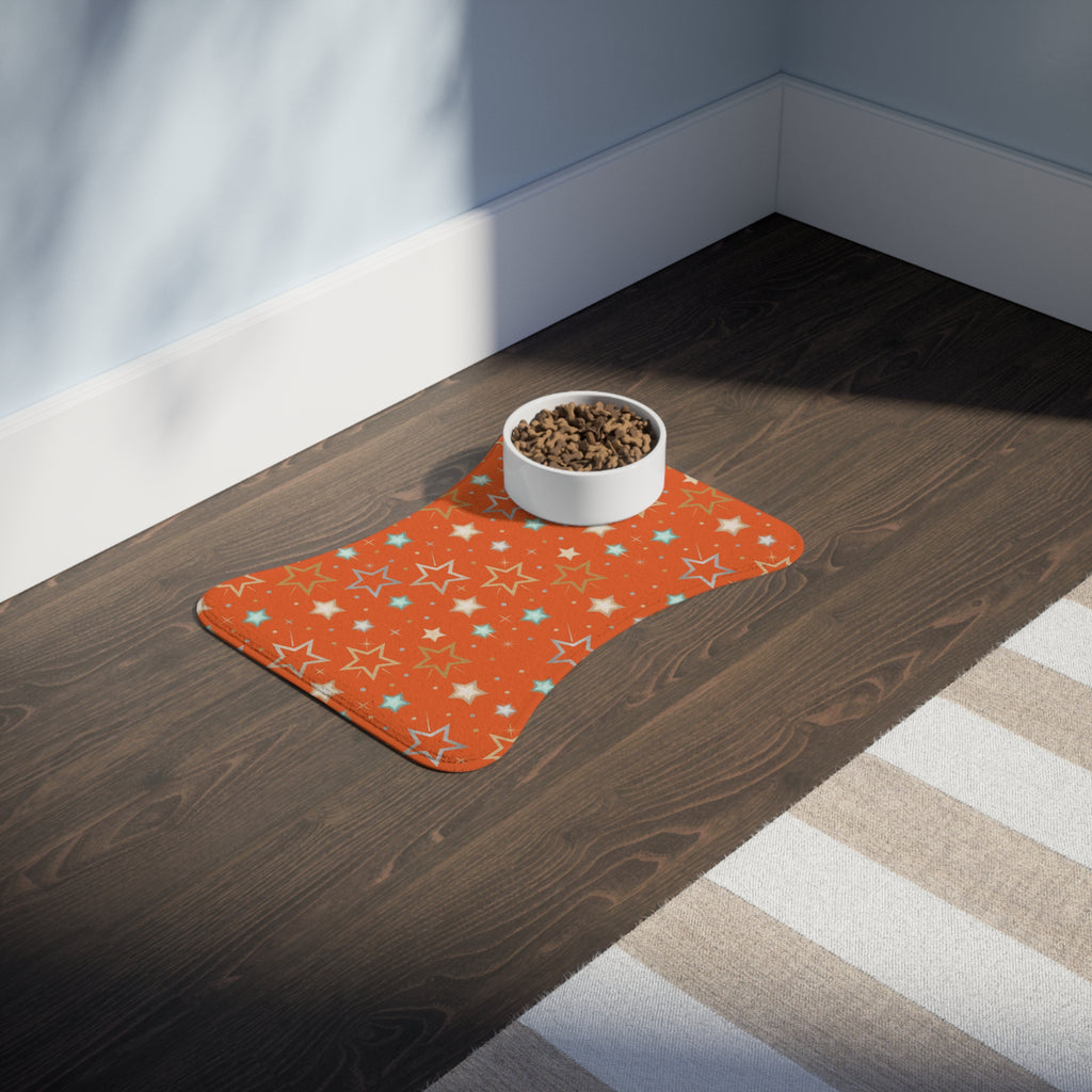 Orange Stat Pattern Pet Feeding Mat