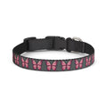 Grey Pet Collar With Pink Butterfly Pattern