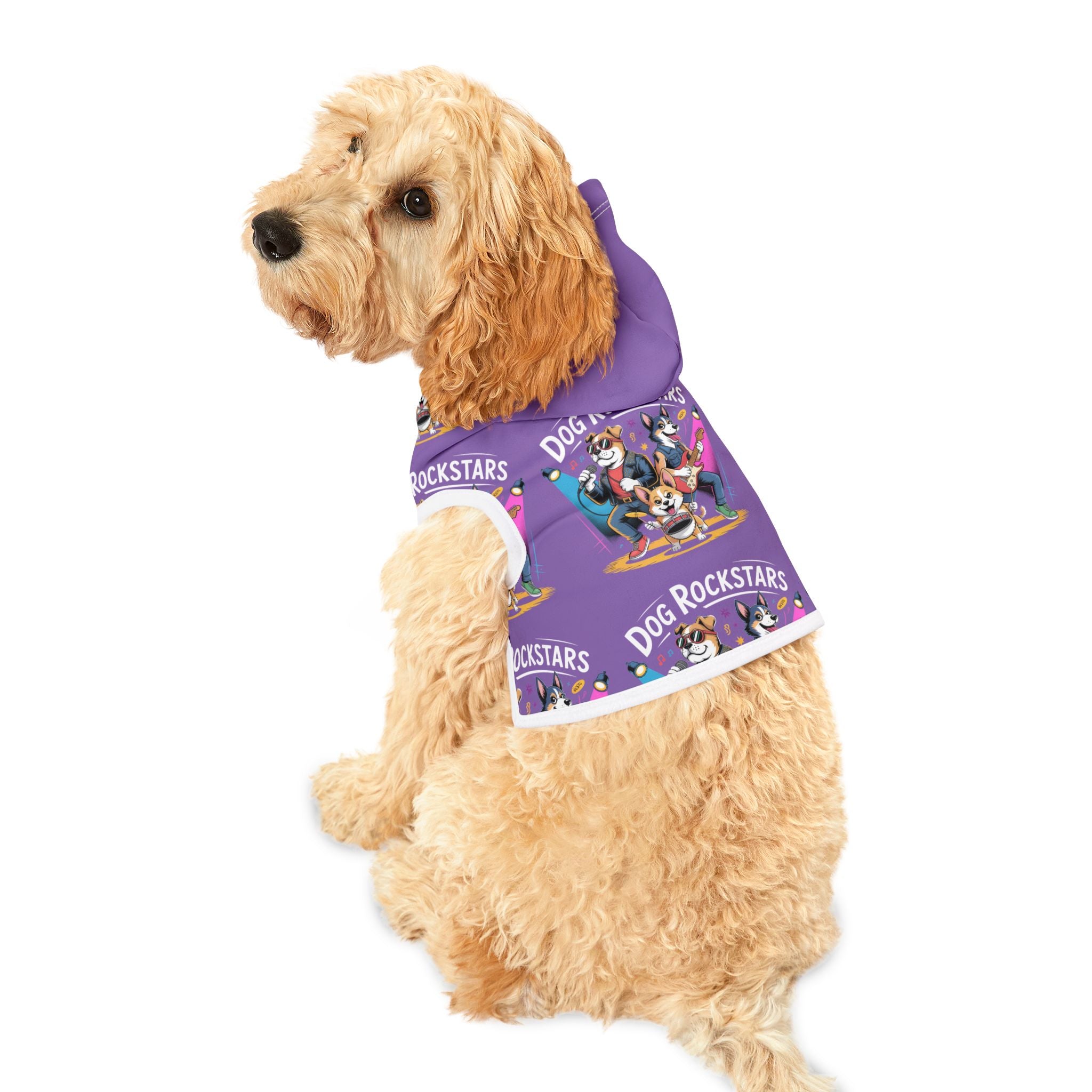 Purple Dog Rockstar Pattern Hoodie