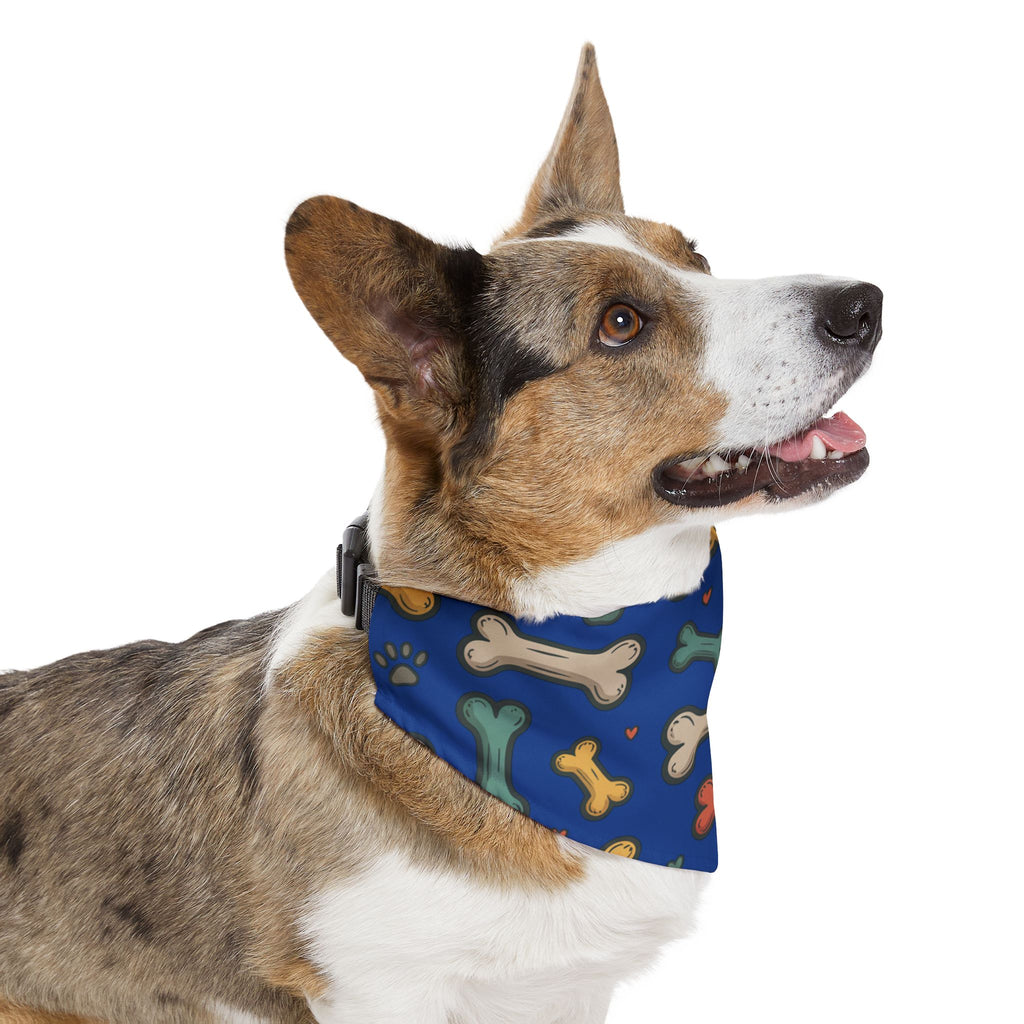 Blue Dog Bone Pattern Bandana Collar