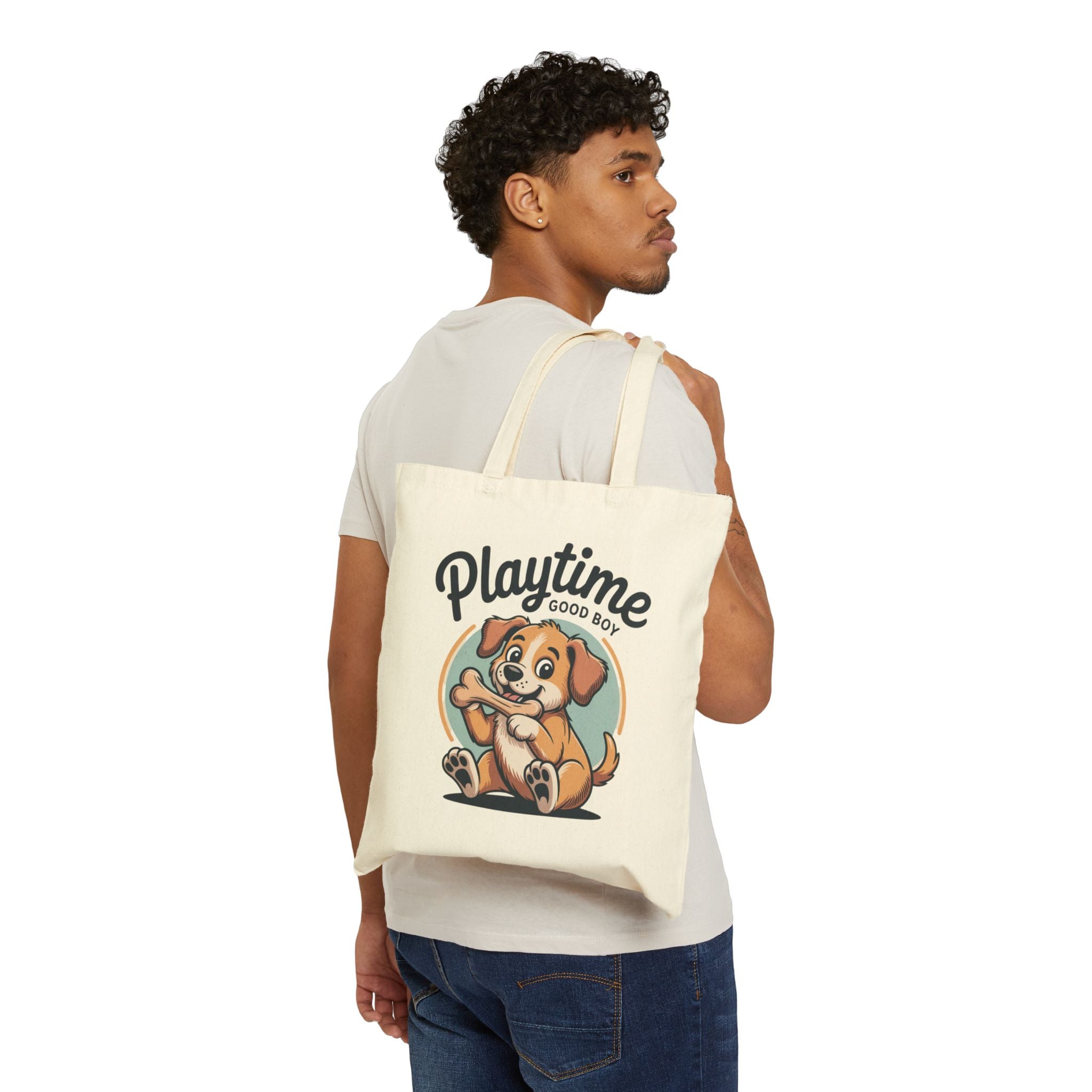 Cute Puppy Cotton Canvas Tote Bag