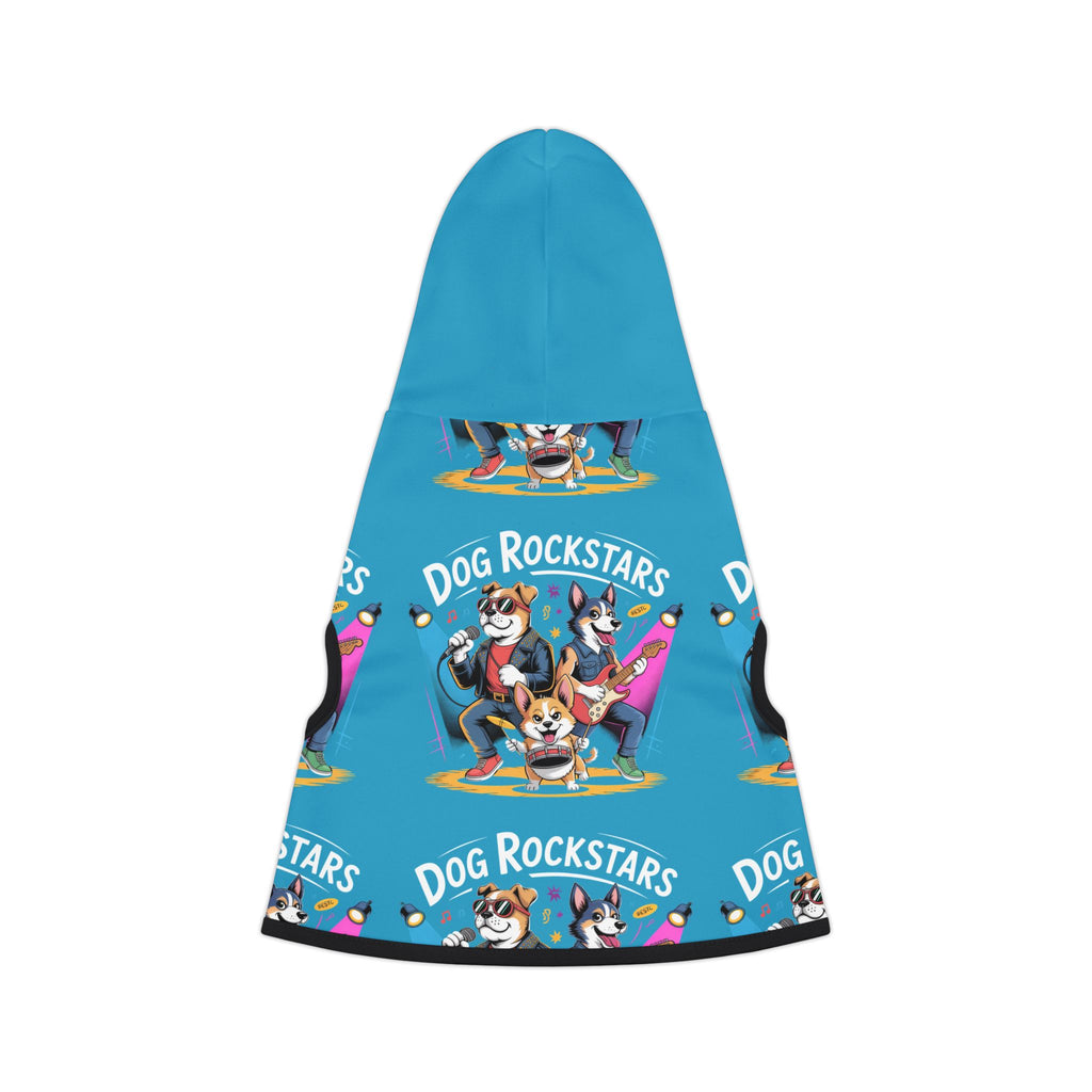 Turquoise Blue Dog Rockstar Pattern Hoodie