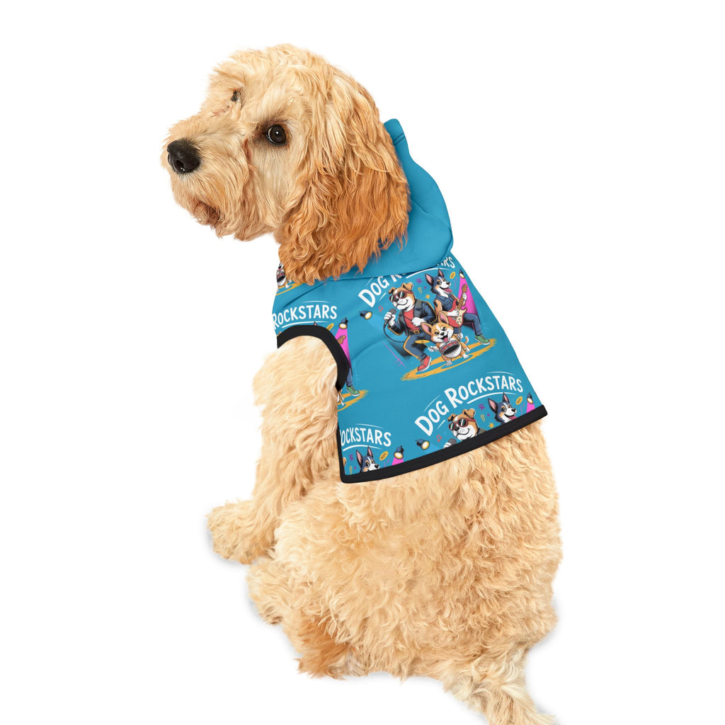 Turquoise Blue Dog Rockstar Pattern Hoodie