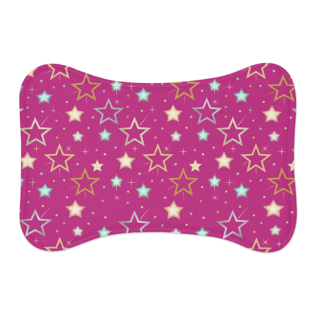 Pink Star Pattern Pet Feeding Mat