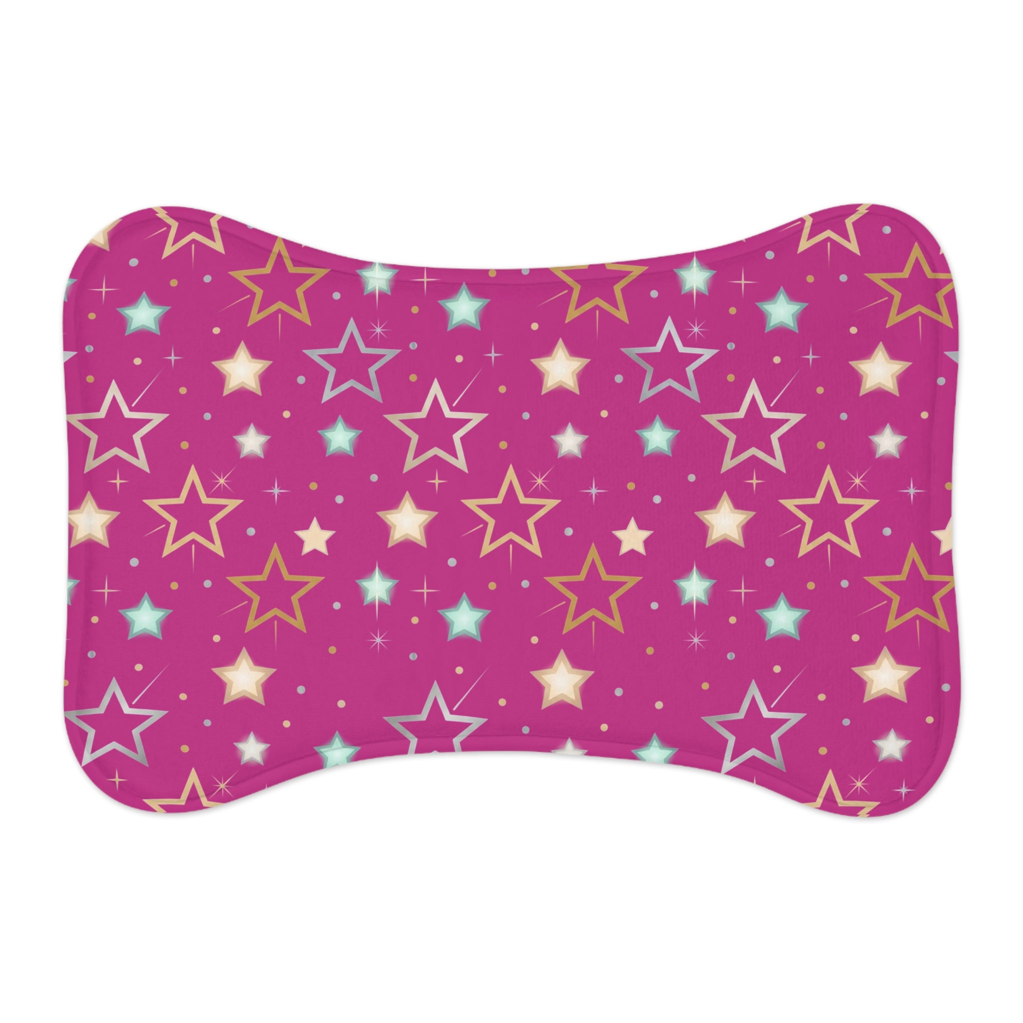 Pink Star Pattern Pet Feeding Mat