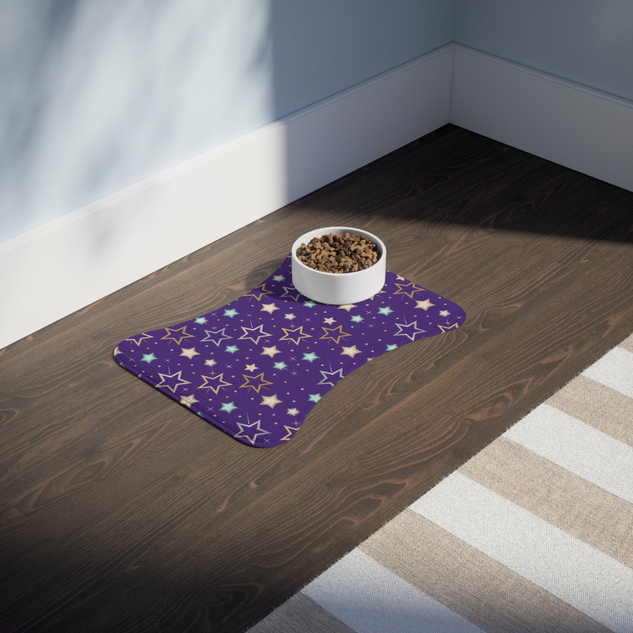 Purple Star Pattern Pet Feeding Mat