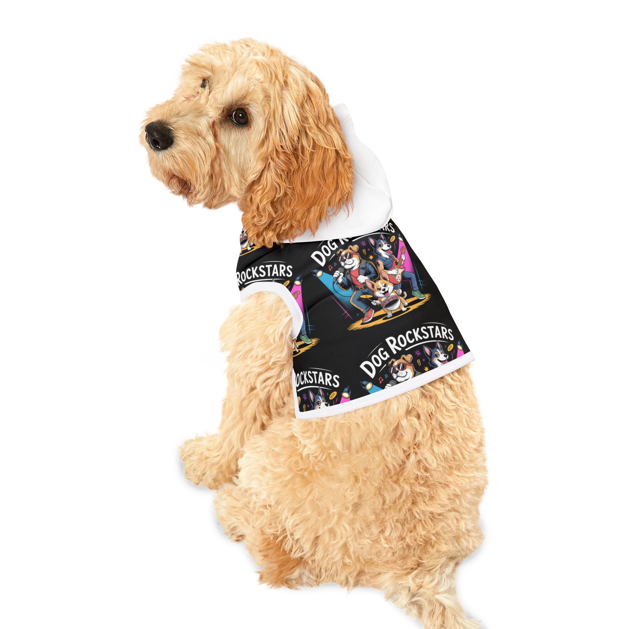 Black and white Dog Rockstars Pattern Pet Hoodie