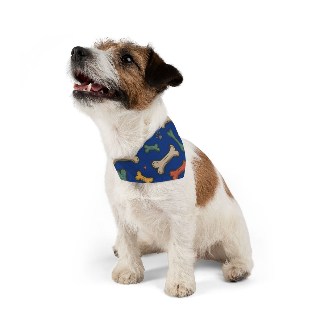 Blue Dog Bone Pattern Bandana Collar