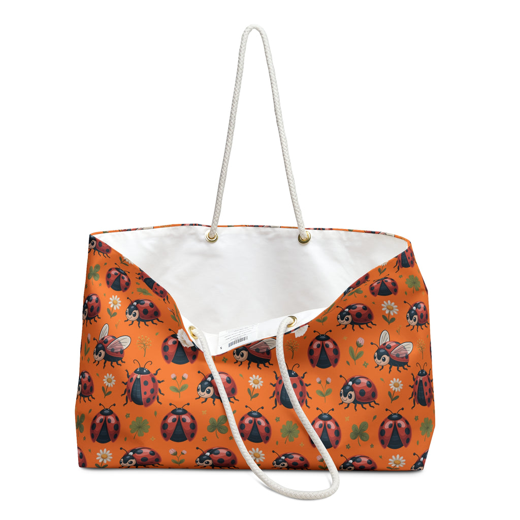 Orange Ladybug Weekender Bag