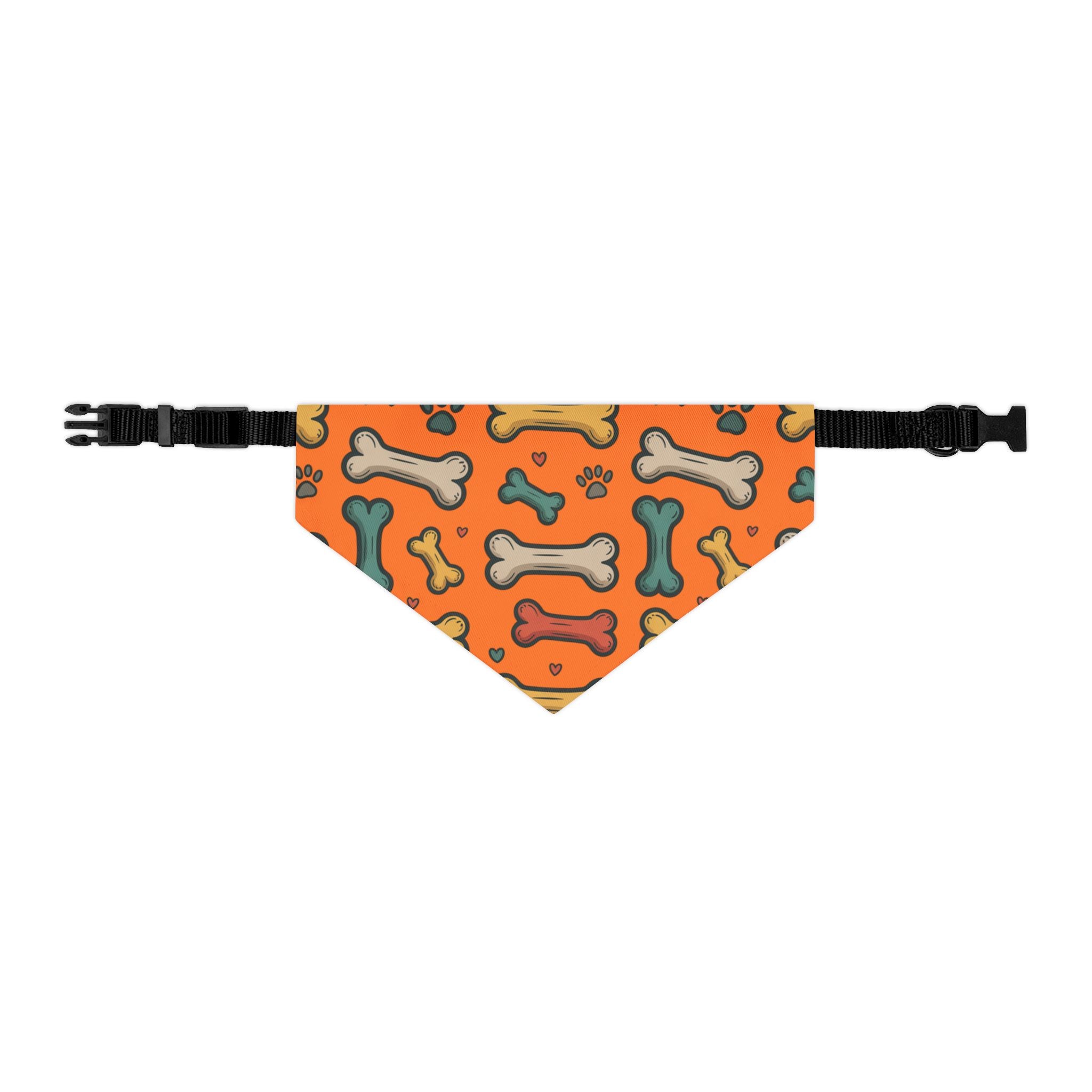 Orange Dog Bone Pattern Bandana Collar