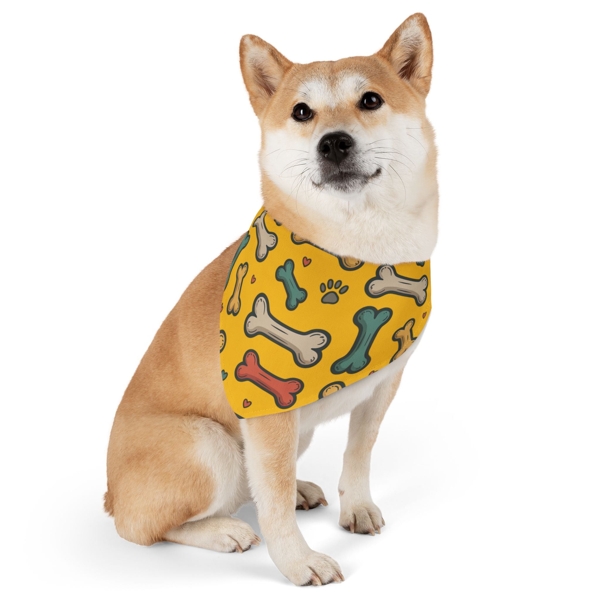 Yellow Dog Bone Pattern Bandana Collar