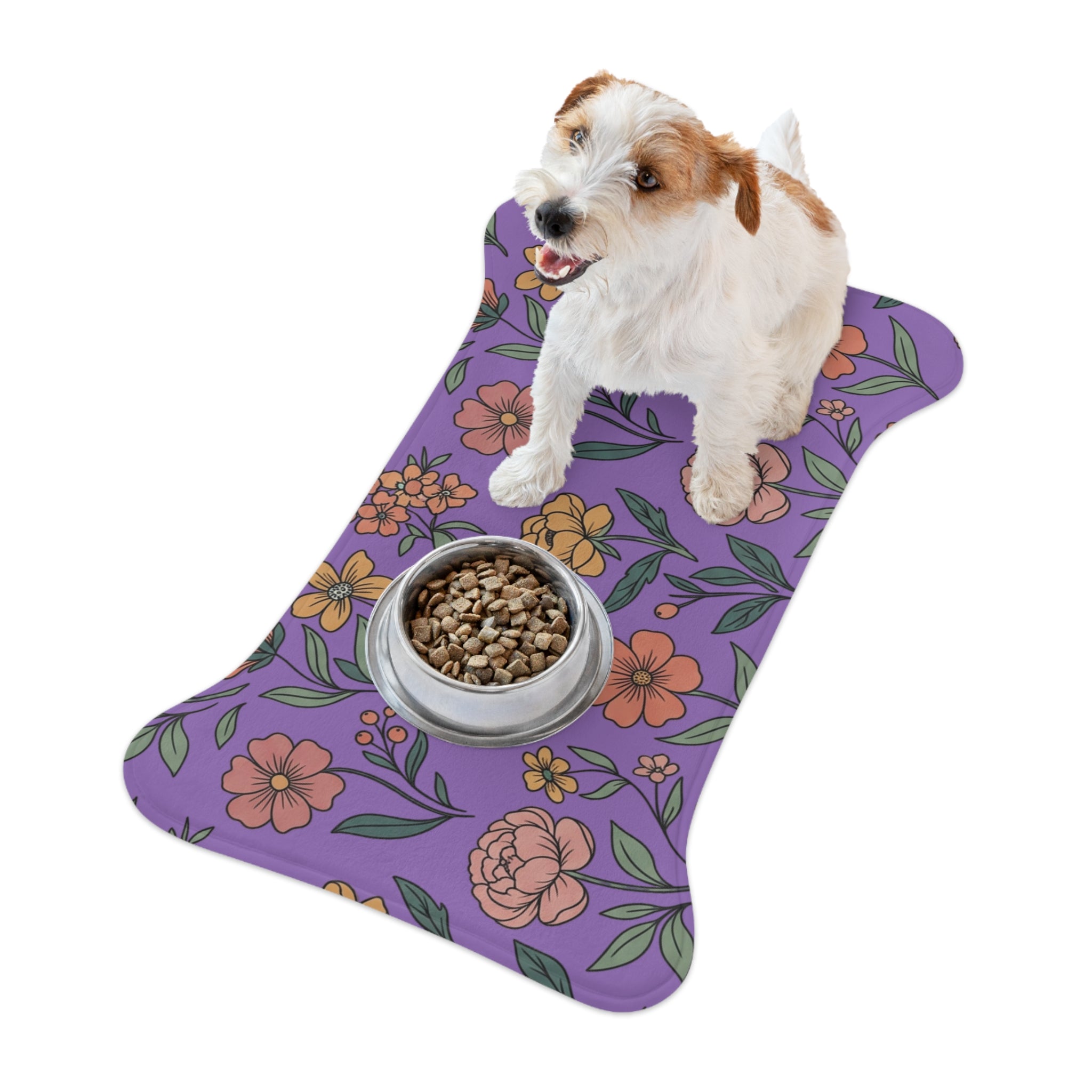 Purple Floral Pet Feeding Mat