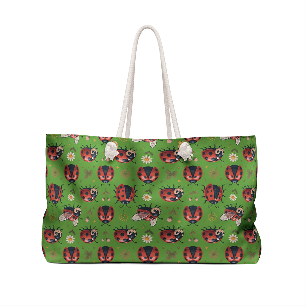 Lime Green Ladybug Weekender Bag