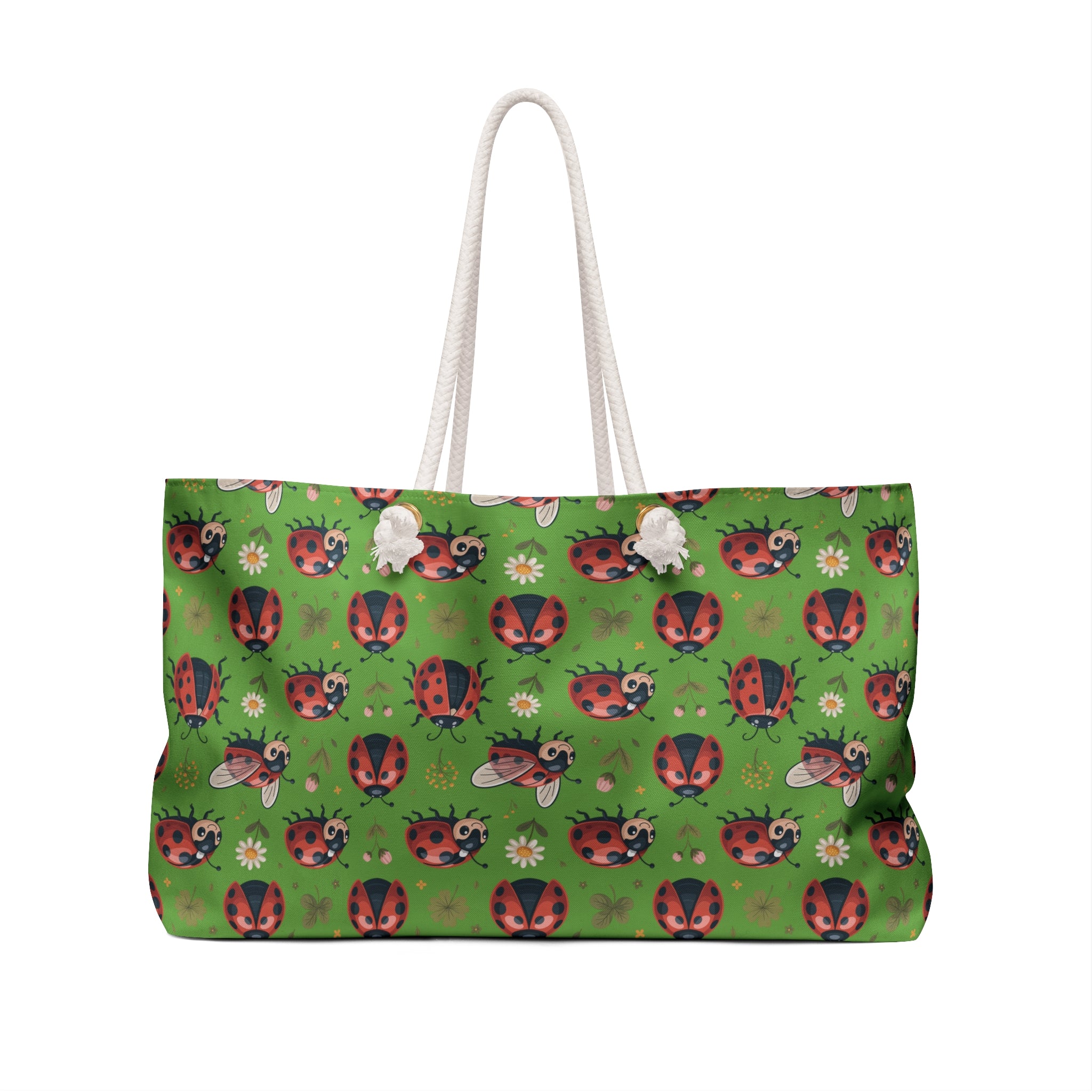 Lime Green Ladybug Weekender Bag