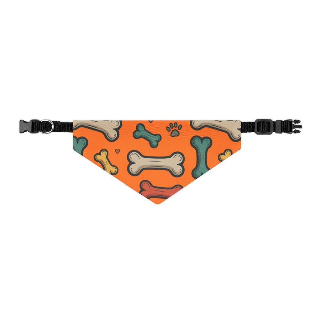 Orange Dog Bone Pattern Bandana Collar