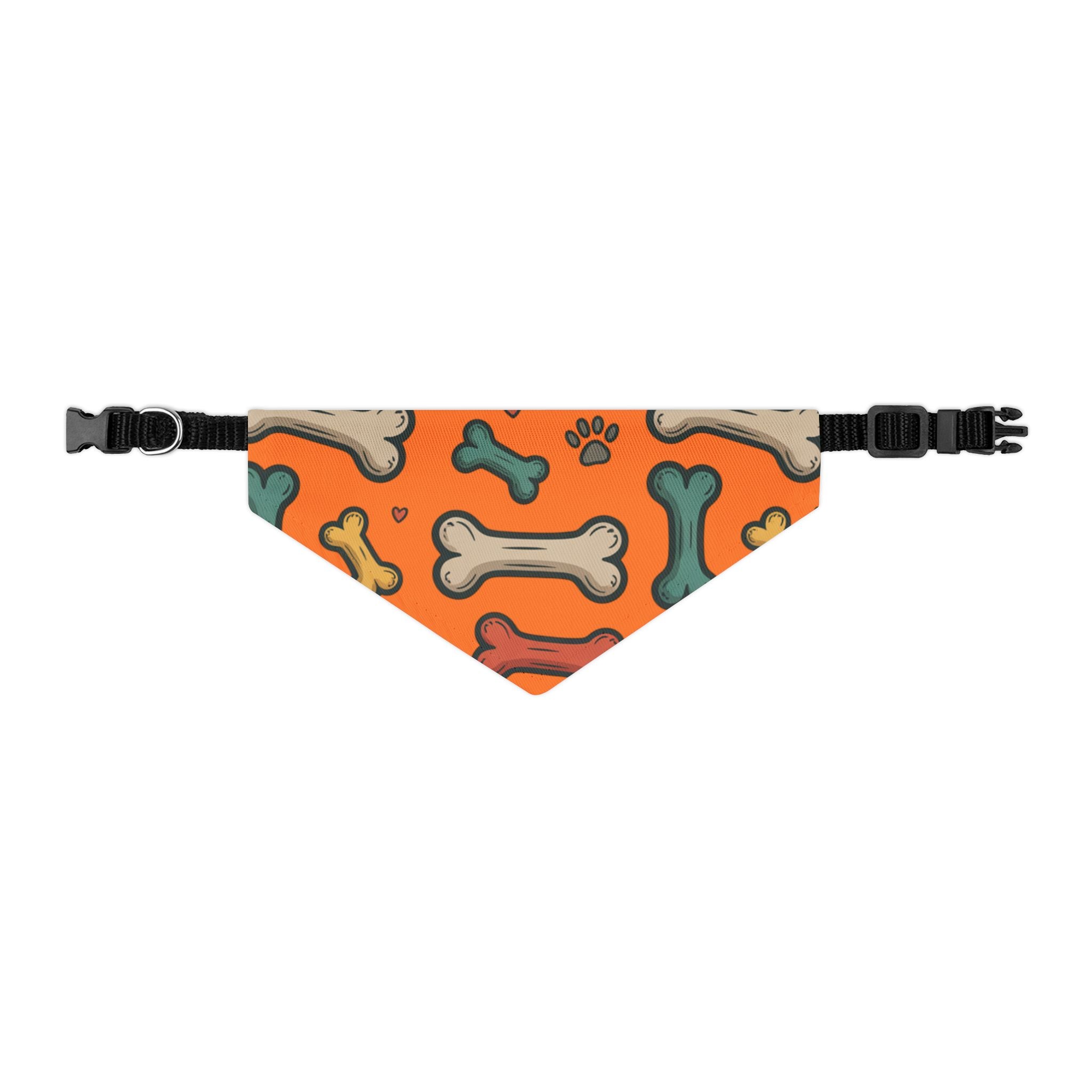 Orange Dog Bone Pattern Bandana Collar