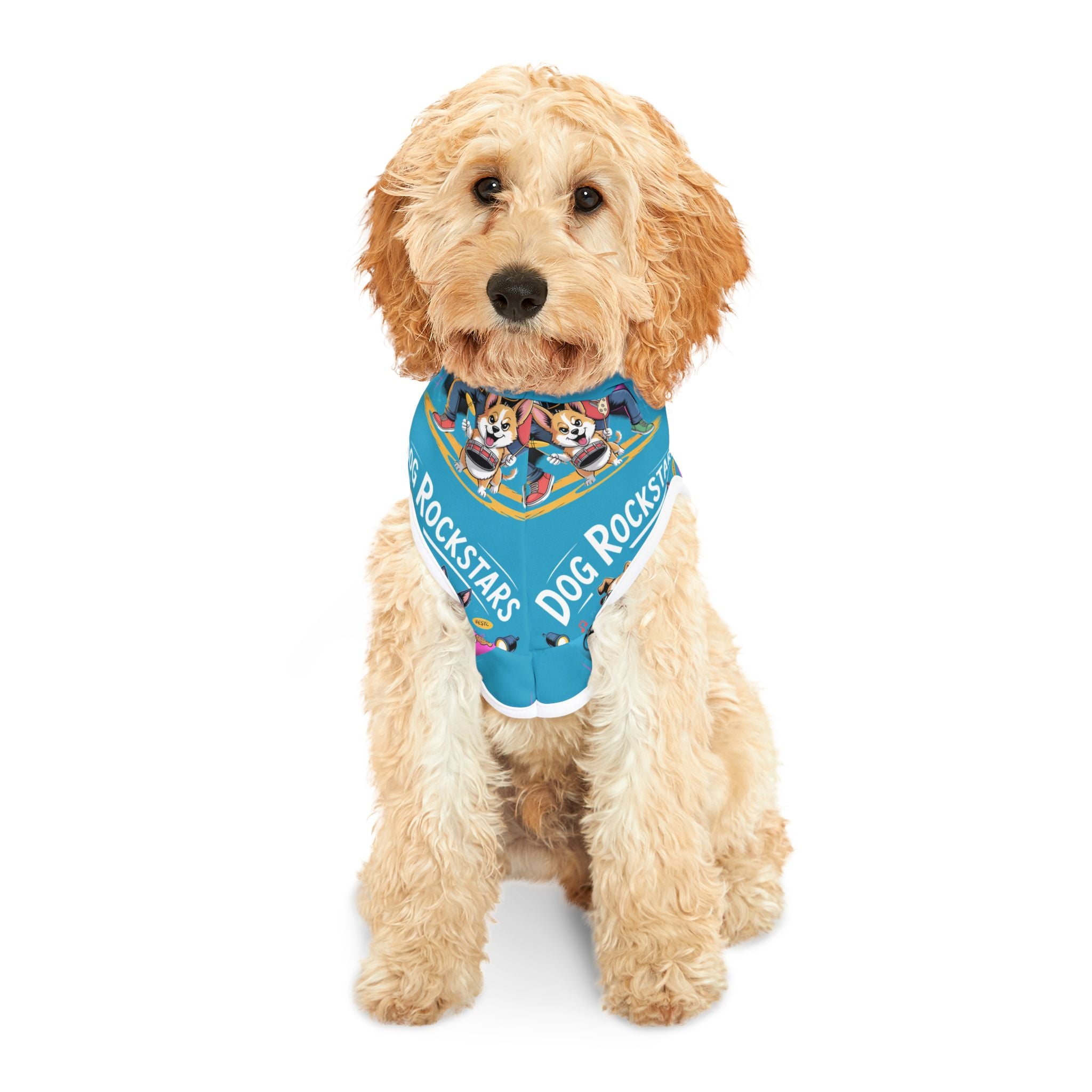 Turquoise Blue Dog Rockstar Pattern Hoodie