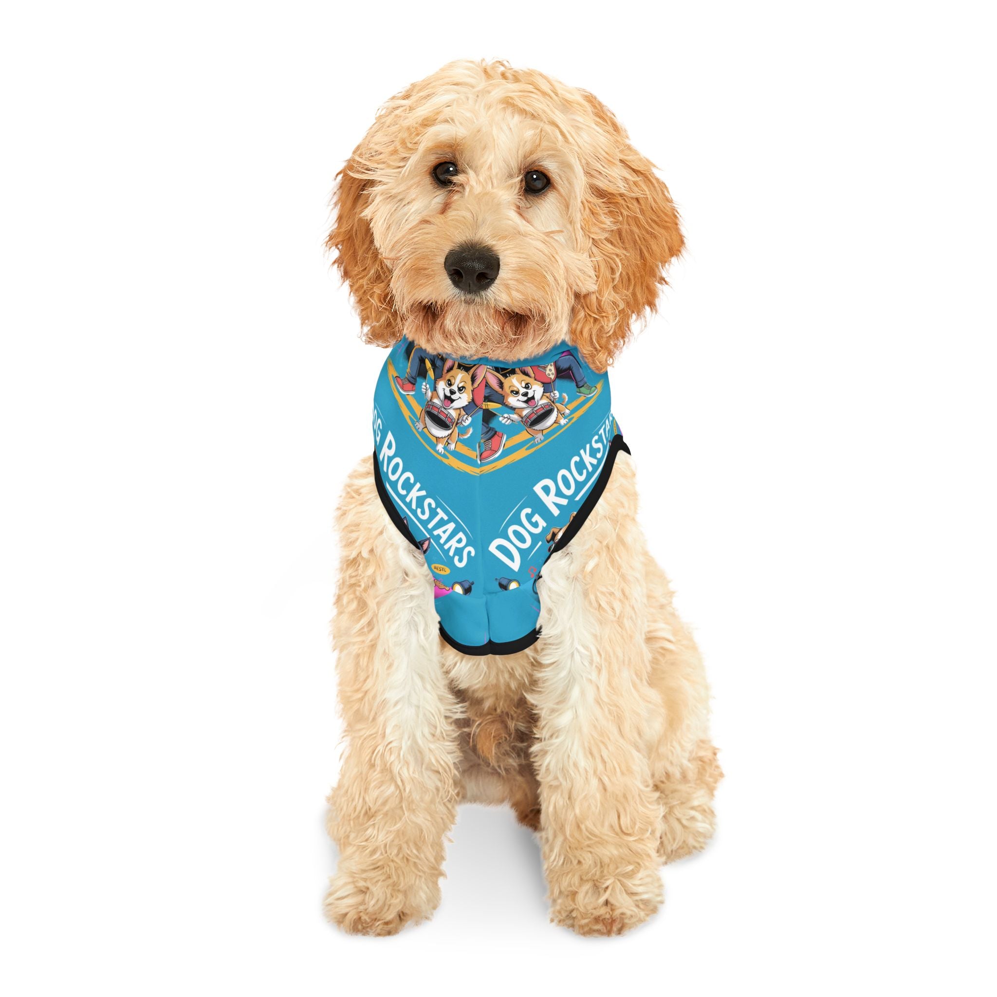 Turquoise Blue Dog Rockstar Pattern Hoodie