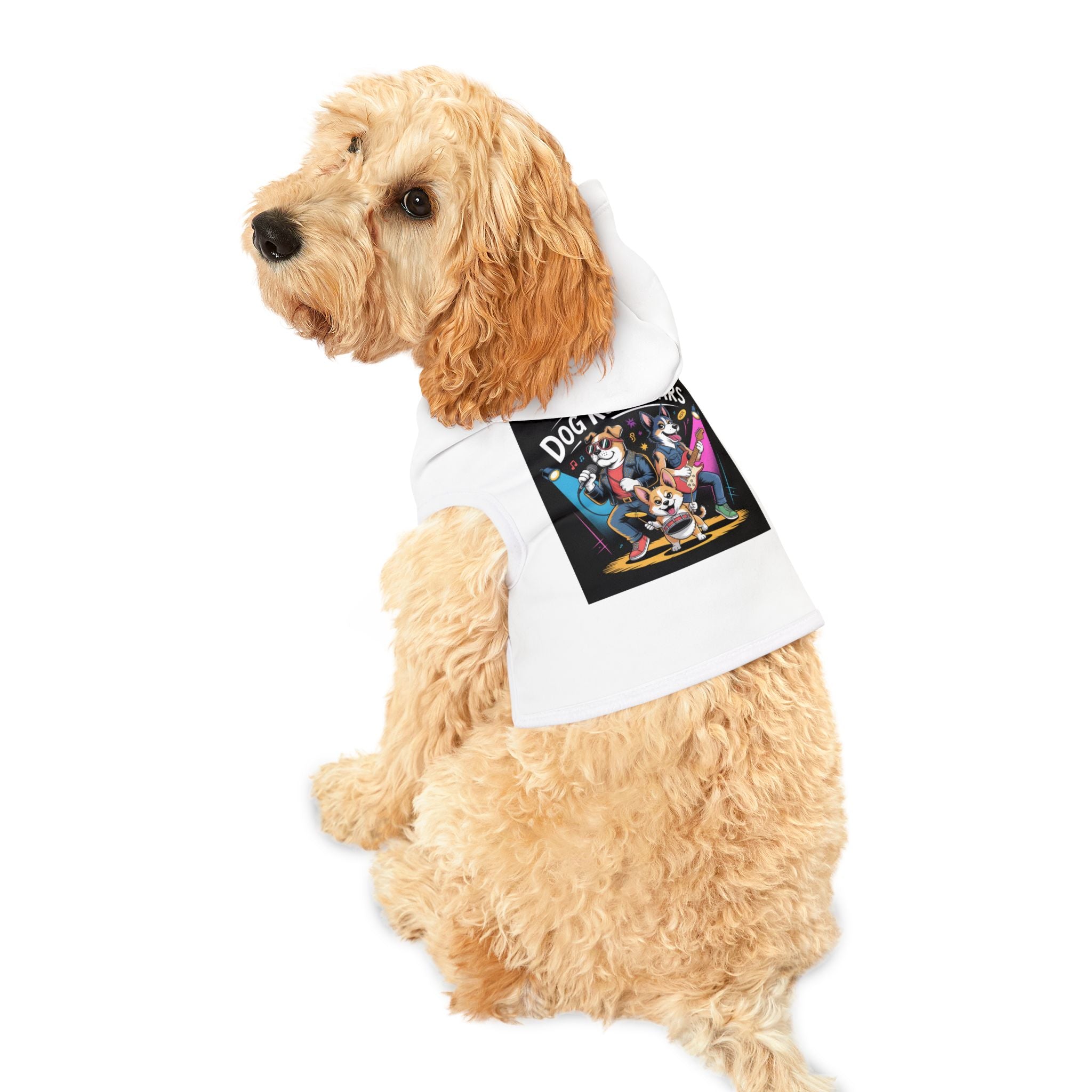 White Dog Rockstar Pet Hoodie