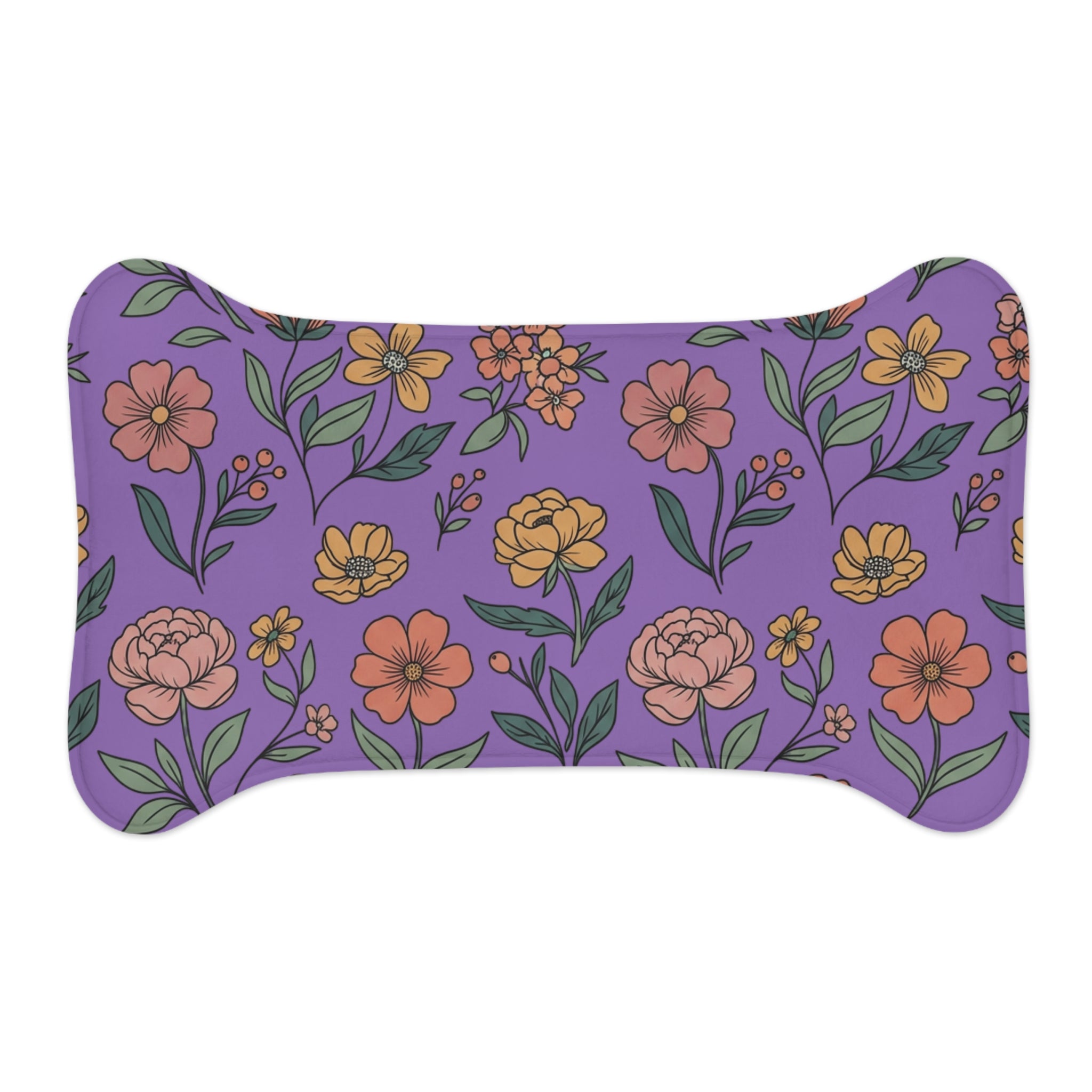 Purple Floral Pet Feeding Mat