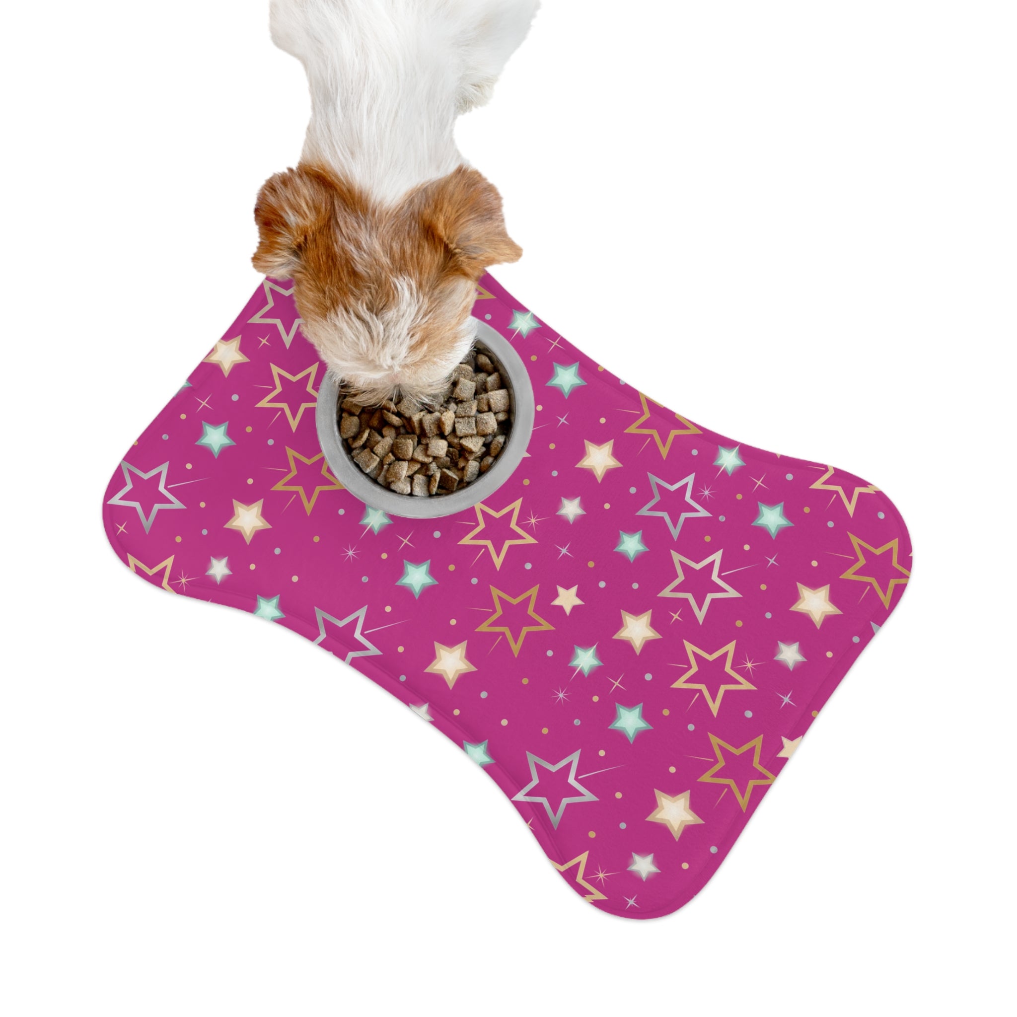 Pink Star Pattern Pet Feeding Mat