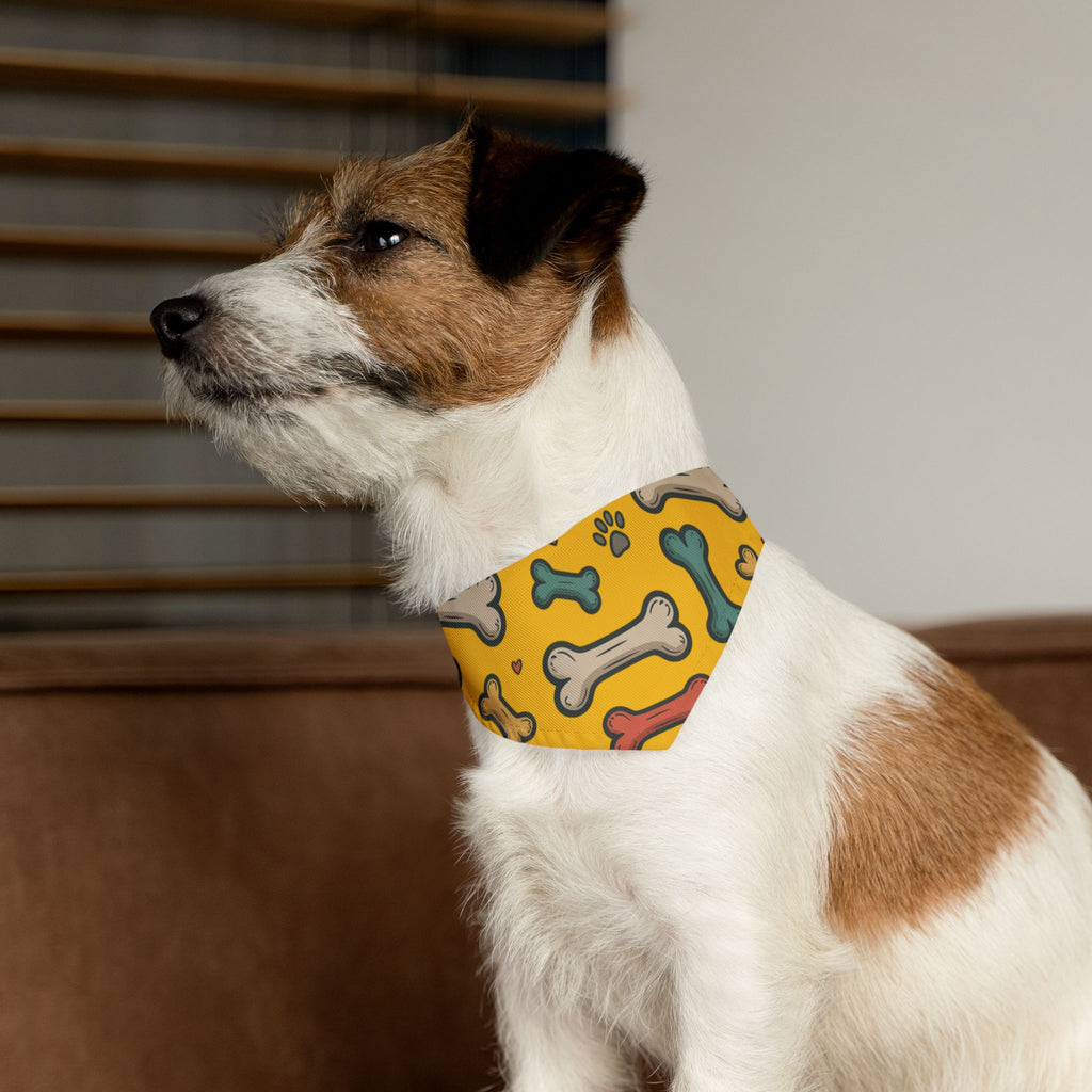 Yellow Dog Bone Pattern Bandana Collar