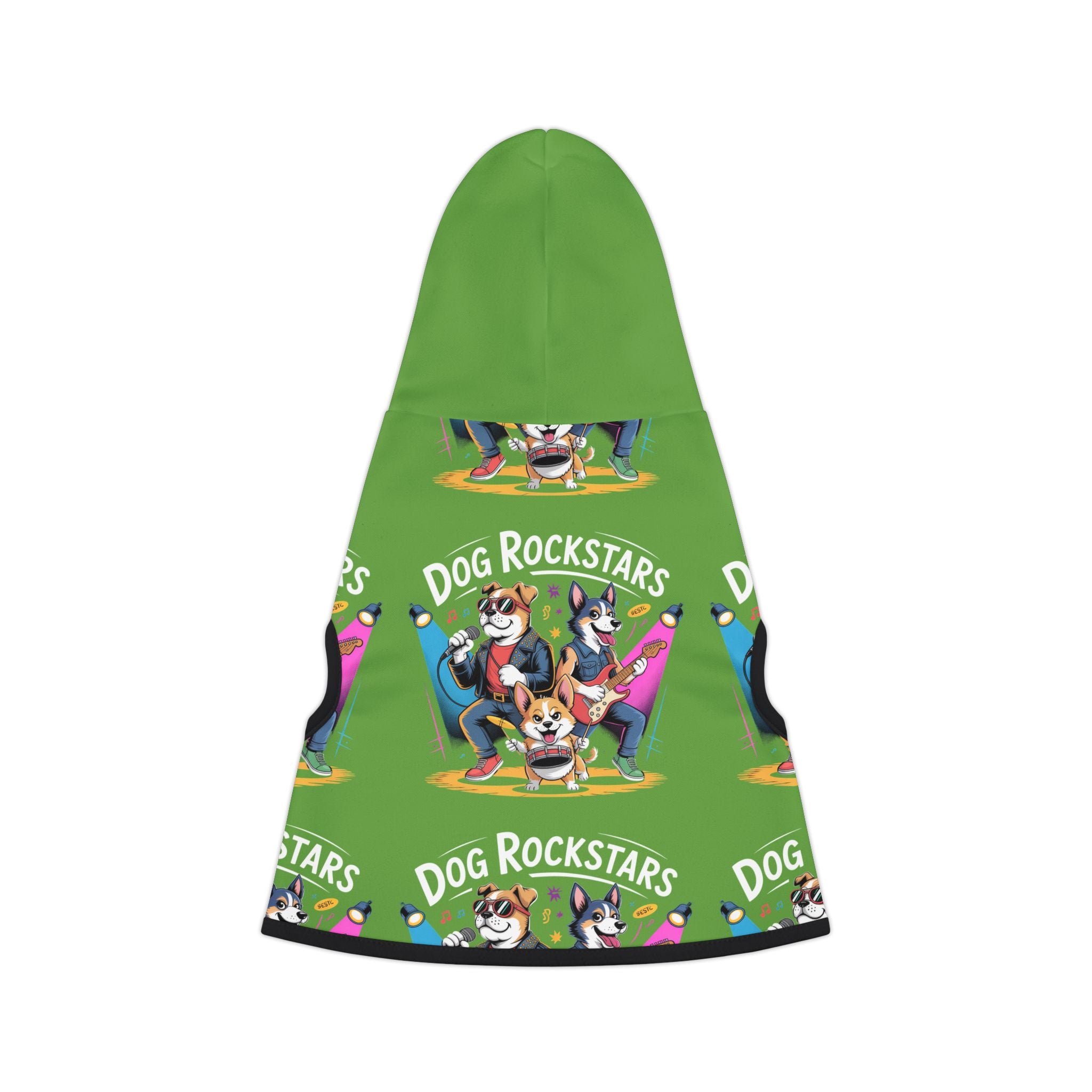 Lime Green Dog Rockstar Pattern Hoodie