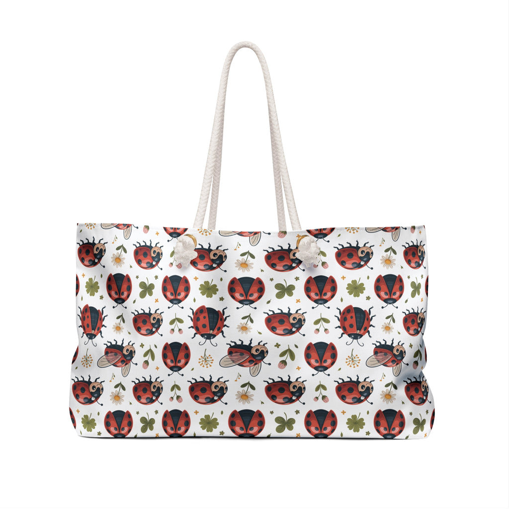 White Ladybug Weekender Bag