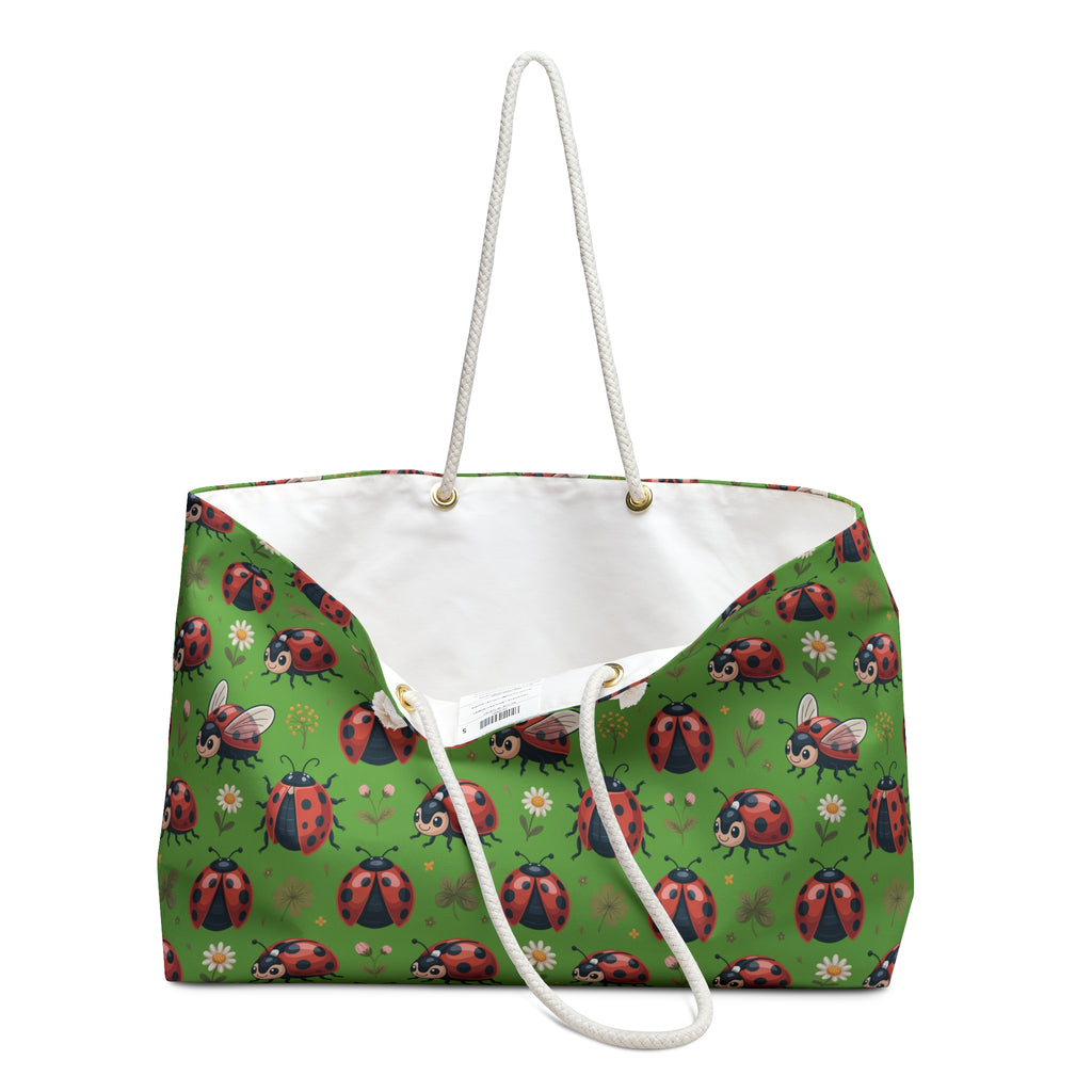 Lime Green Ladybug Weekender Bag