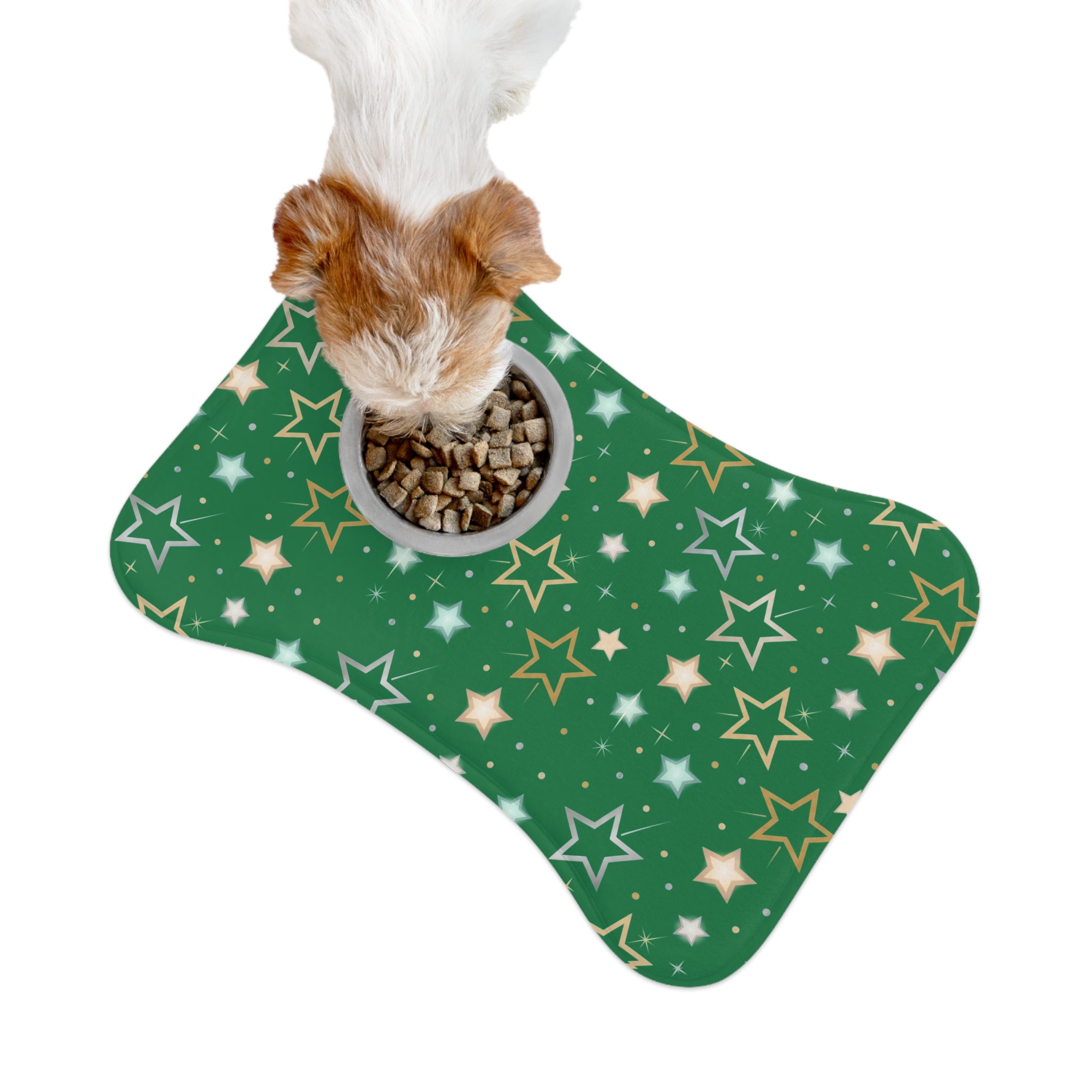 Green Star Pattern Pet Feeding Mat